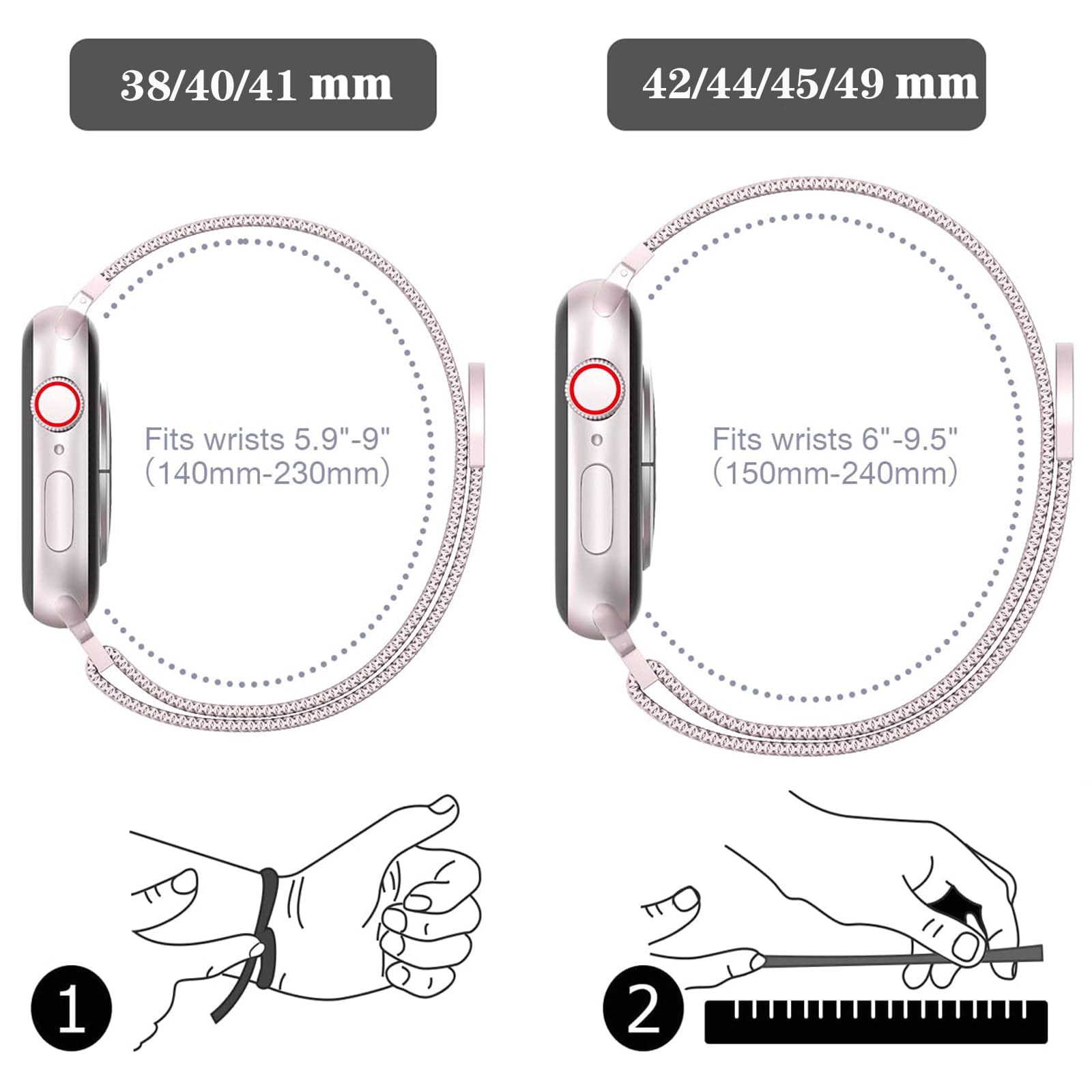 Magnetic Band And Case For Apple Watch Band 46Mm 45Mm 44Mm 42Mm 41Mm 40Mm 38Mm Women/Men,Stainless Steel Milanese Loop Bracelet