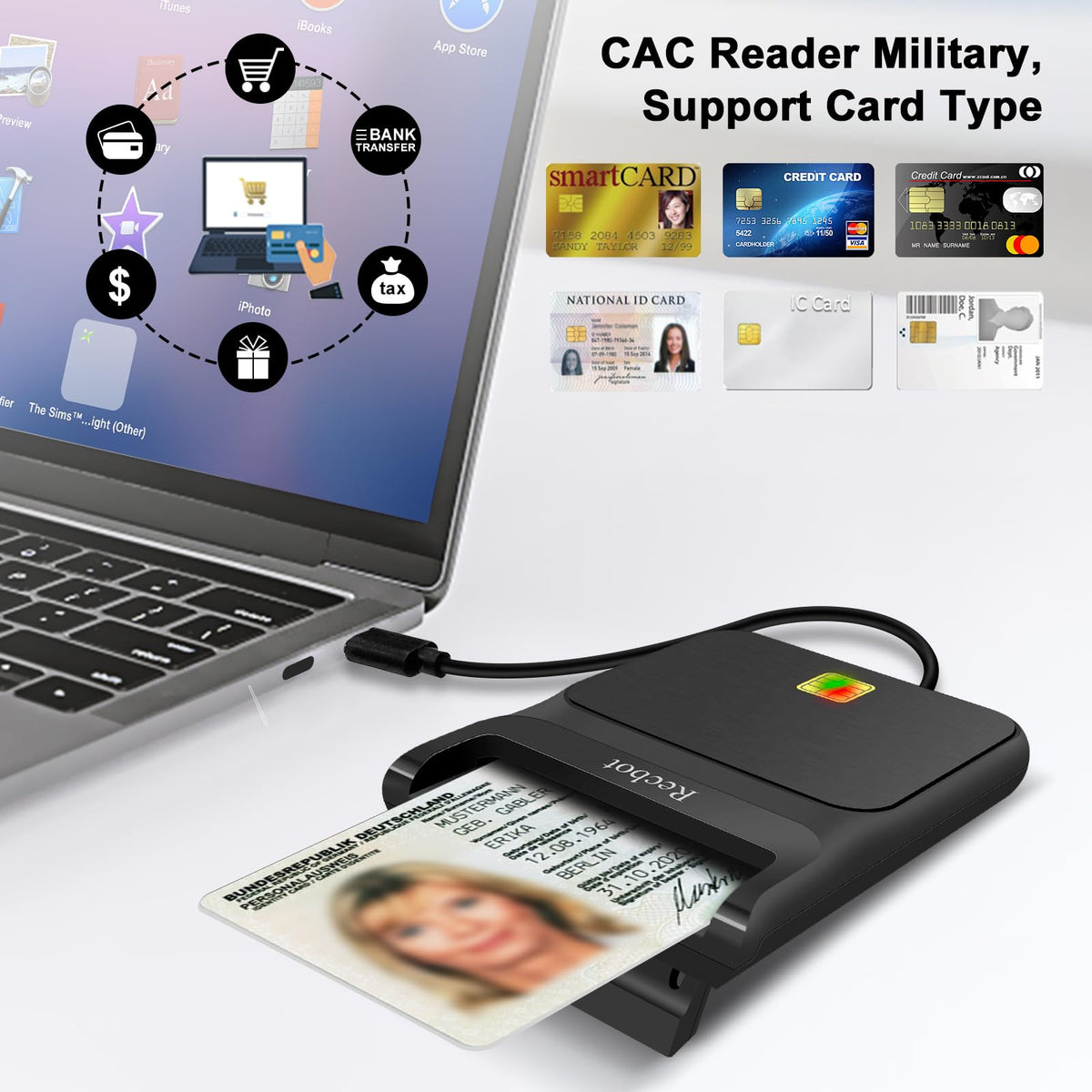 Cac Reader Components Recbot Cac Reader Military, Cac Reader Usb C, Dod Military Usb C Commo ...
