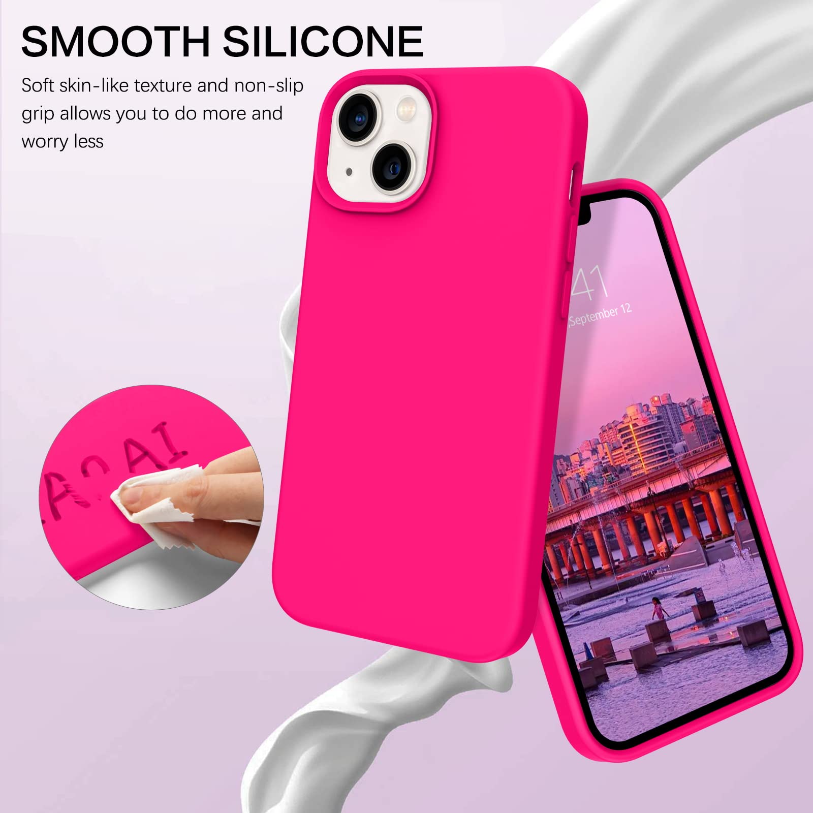 Bentoben Iphone 13 Mini Case, Iphone 13 Mini Phone Case, Slim Fit Liquid Silicone Soft Gel Rubber Anti Scratch Shockproof Phone