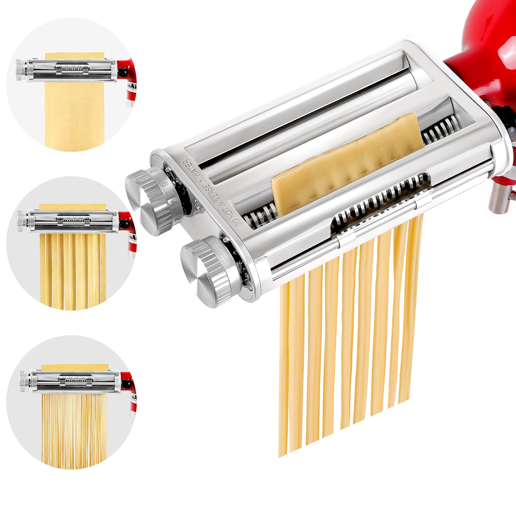 Pasta Maker Attachment For Kitchenaid Stand Mixers, 3 In 1 Set Pasta Machine Attachment Included Pasta Sheet Roller, Spaghetti C