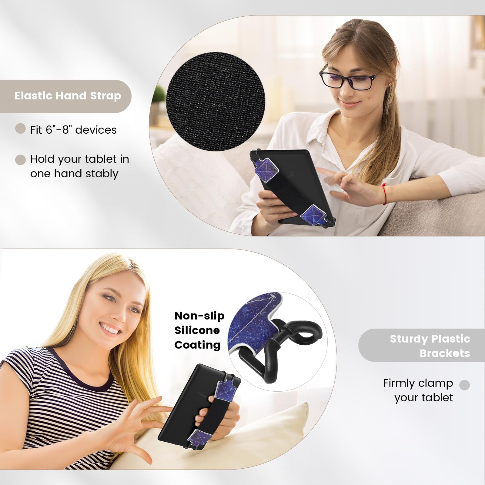 Moko Security Hand Strap For 6 8'' Kindle Ereader Fire Tablet   Kobo/Voyaga/Lenovo/Sony Kindle E Book Tablet, Elastic Versatile