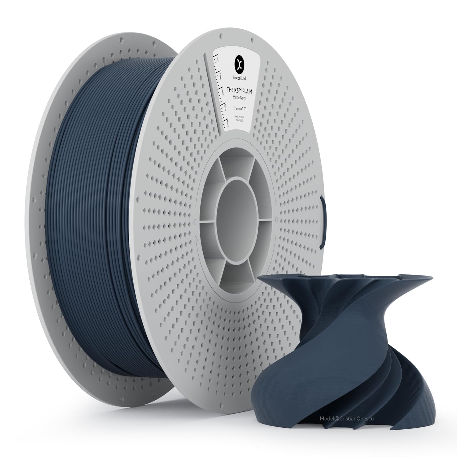 kexcelled Matte PLA Filament 1.75mm,Matte Navy Blue PLA 3D Printer Filament 1kg Reusable Spool (2.2lbs) with +/-0.03mm Accuracy,