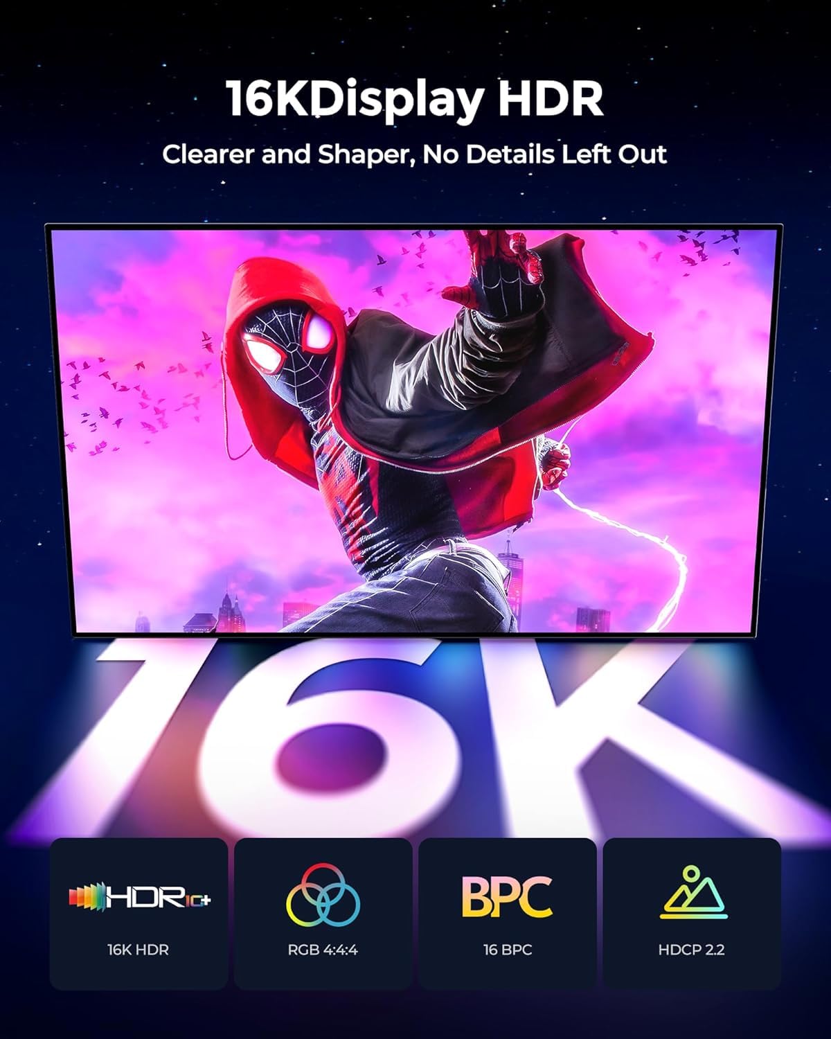 Silkland Long Displayport 2.1 Cable 25Ft, Dp 2.1 Cable [16K@30Hz, 8K@60Hz, 4K@144Hz, 2K@240Hz] 40Gbps Hdr, Hdcp Dsc 1.2A, Compat