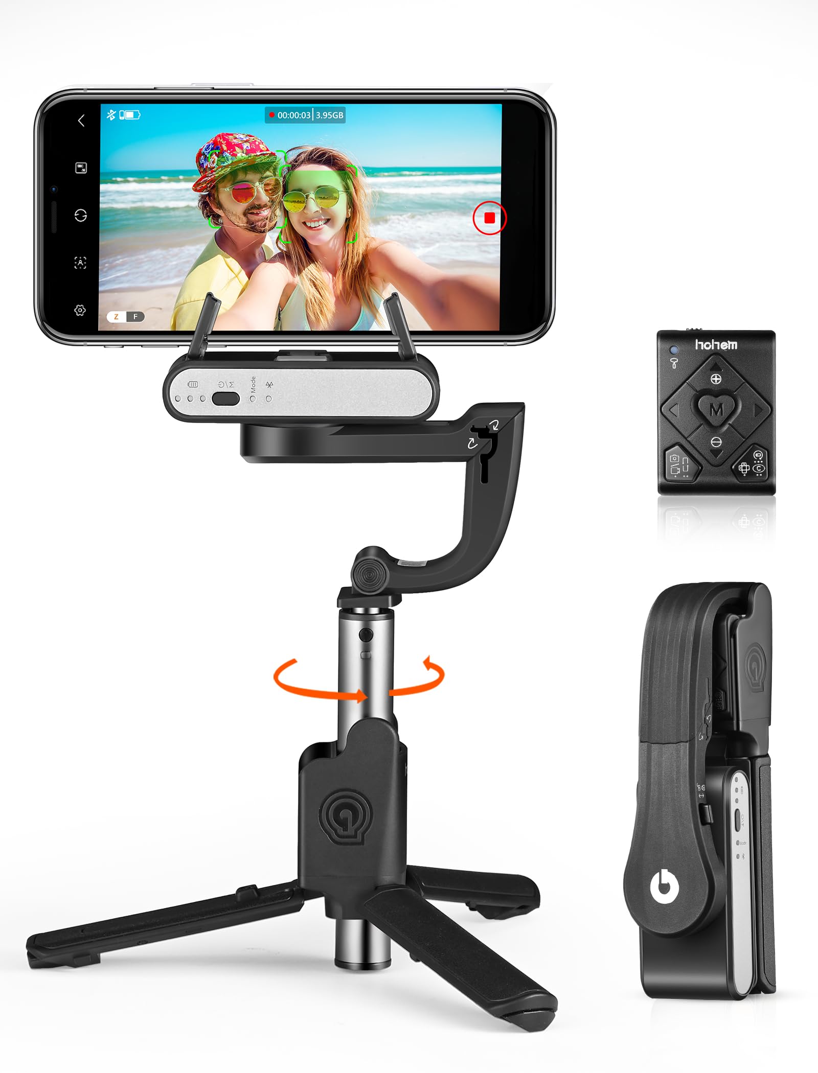 Hohem Isteady Q Gimbal Stabilizer For Smartphone, 1 Axis Selfie Stick Tripod With Face Tracking, 360� Rotation, 4 In 1 Portable Phone Tripod W/Extendable Stick For Iphone 14/Android Video Recording