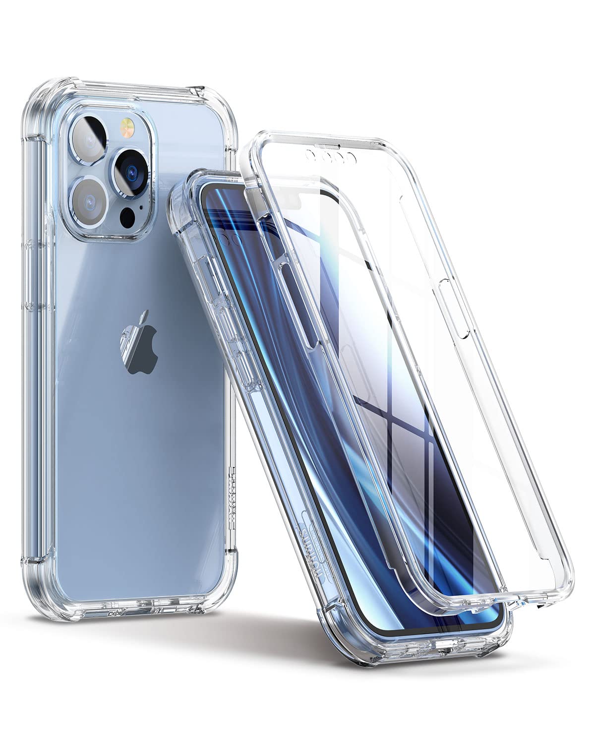Suritch For Iphone 13 Pro Clear Case 6.1'' (Only), [Built In Screen Protector] Full Body Protective Hard Shell+Soft Tpu Phone Ca