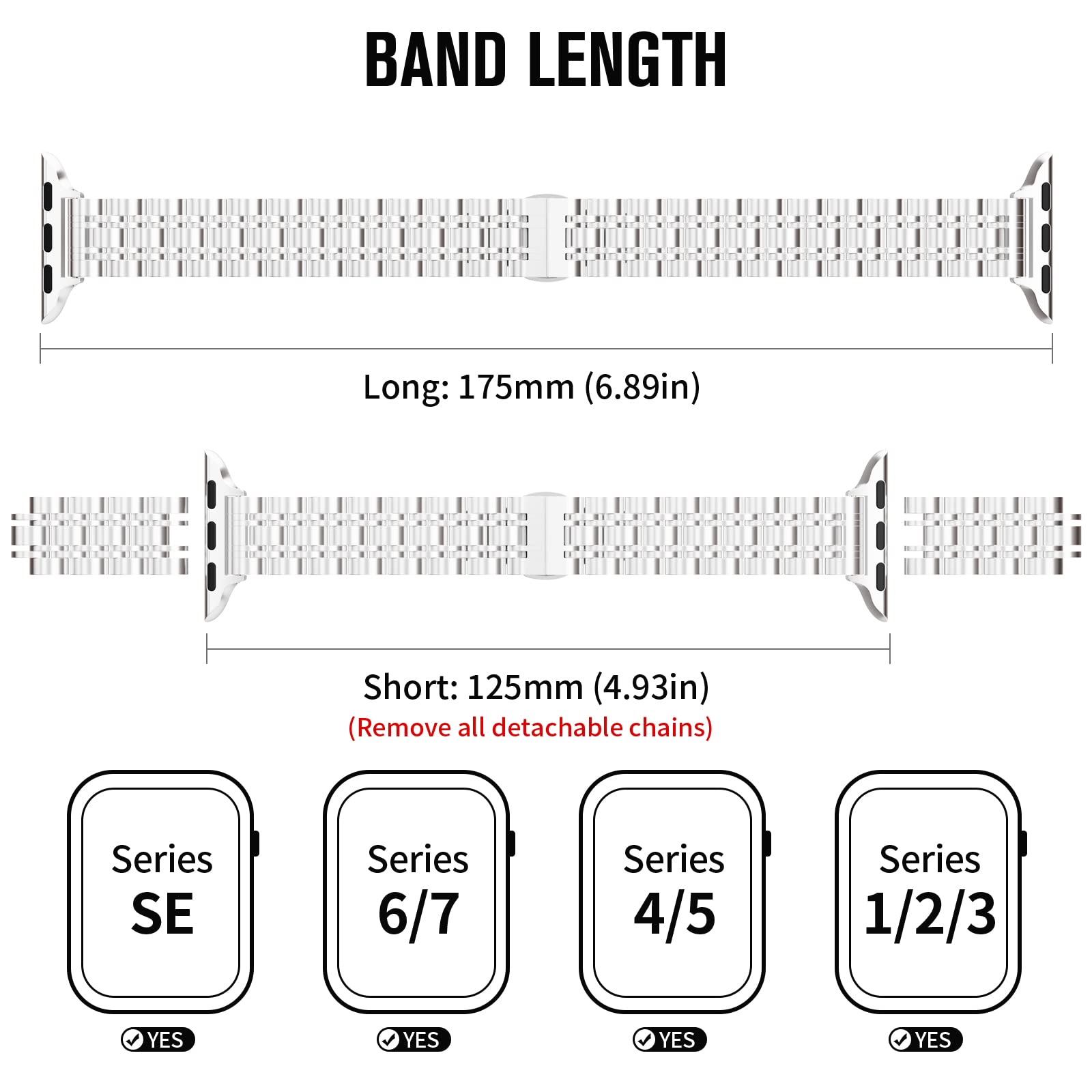 Aicumuza Slim Watch Bands Compatible With Apple Watch 42Mm 44Mm 45Mm 49Mm, Thin Stainless Steel Chain Link For Women Iwatch Seri