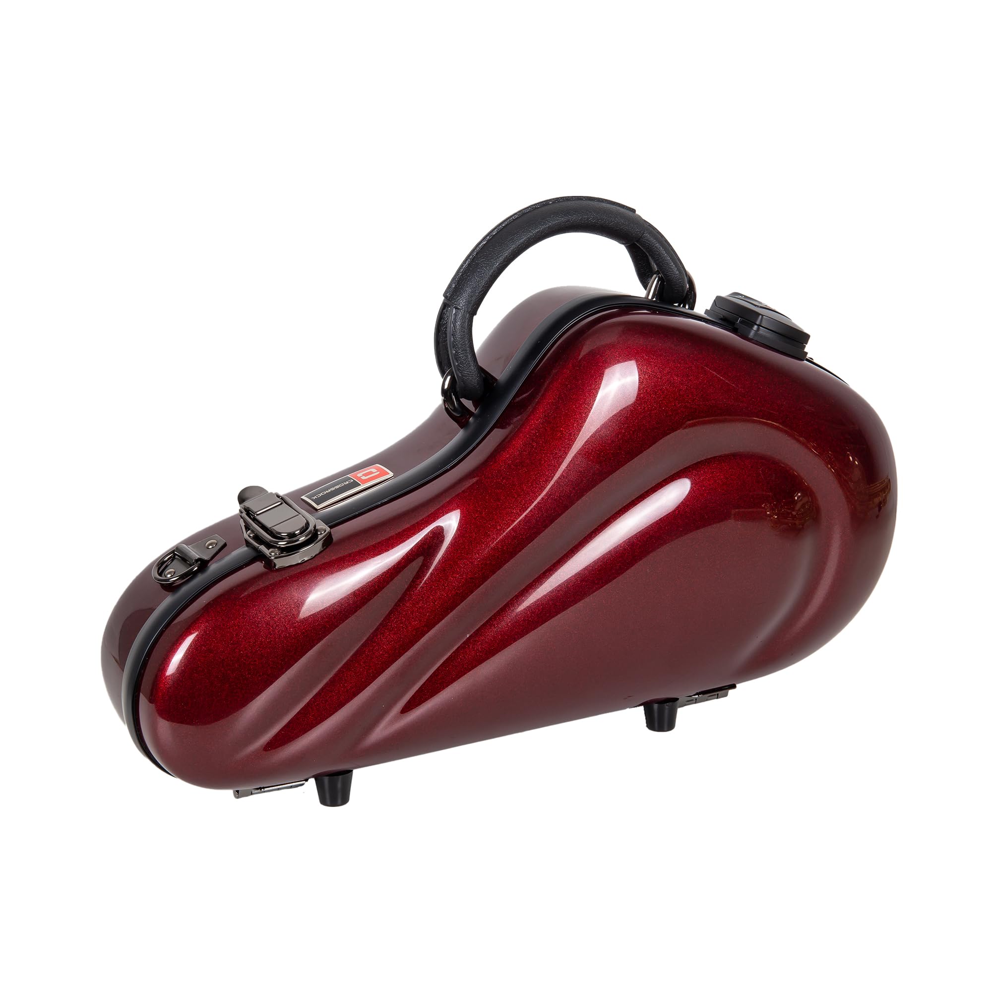 Crossrock Pro Grade Curved Soprano Saxophone Case | Stage Crimson Gloss, Tsa Lock, Elite Protection, Detachable Backpack Straps,