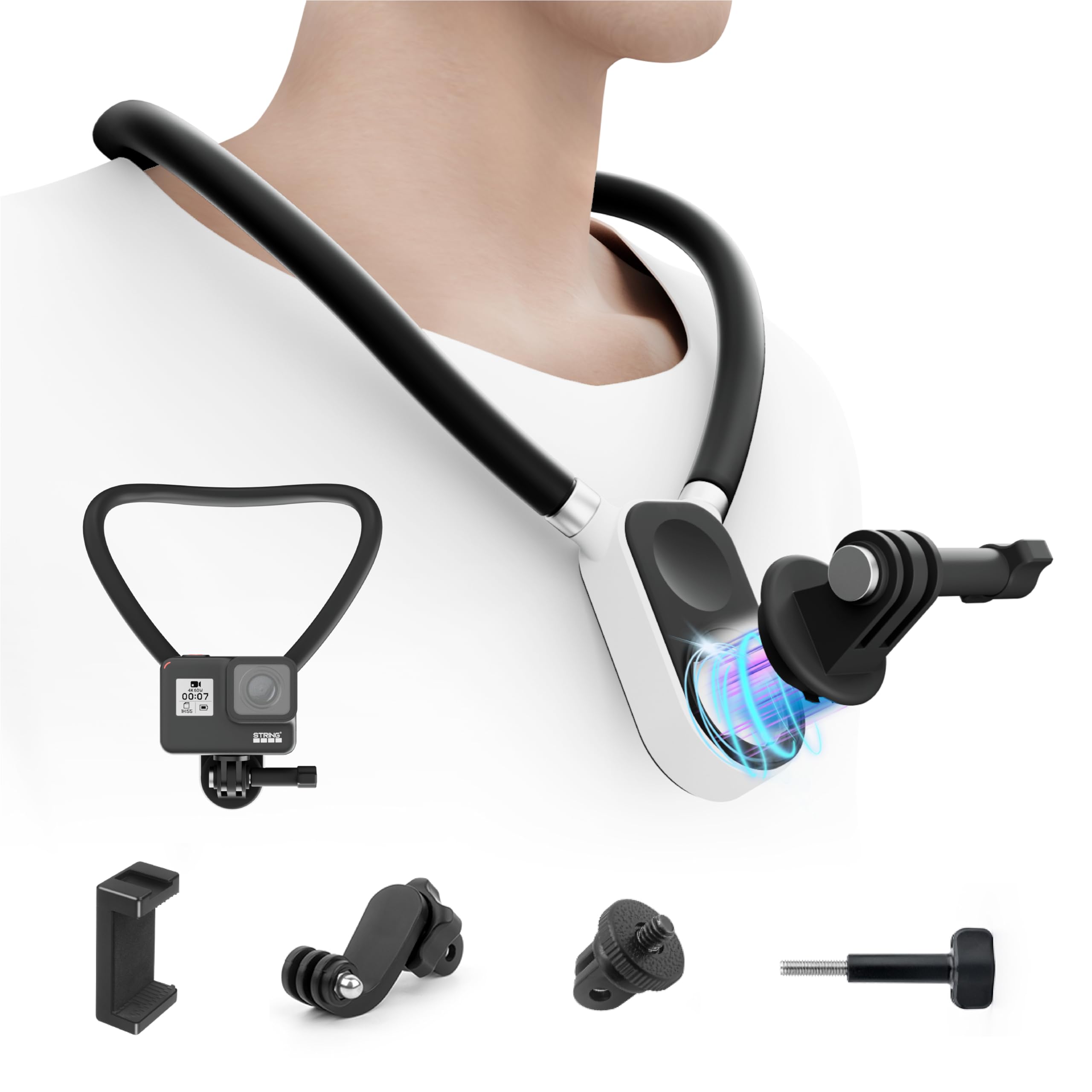 Kalofaye Magnetic Silicone Neck Hanging Pov Selfie Mount With Phone Clip Vertical Mount Kit Hands Free Video Vlog Necklace For G