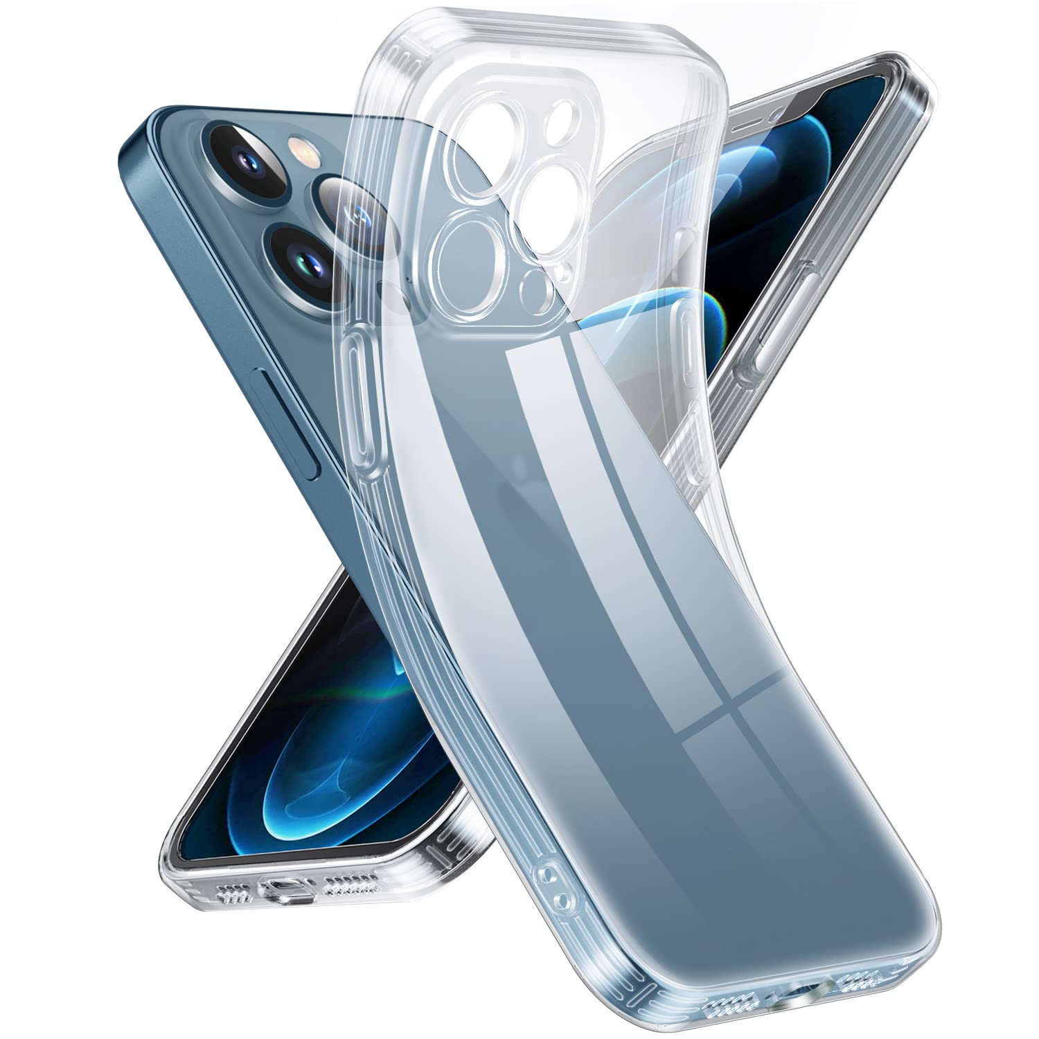 Supdeal Crystal Clear iPhone 12 Pro Max Phone Case Shockproof Camera Protection Soft Silicone Transparent
