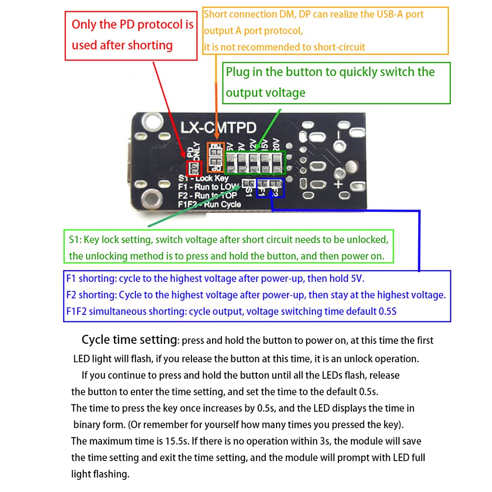 1Pcs Usb C Pd Qc Dc5V 9V 12V 15V 20V Adjustable Voltage Power Trigger Module 5A Type C Male Input