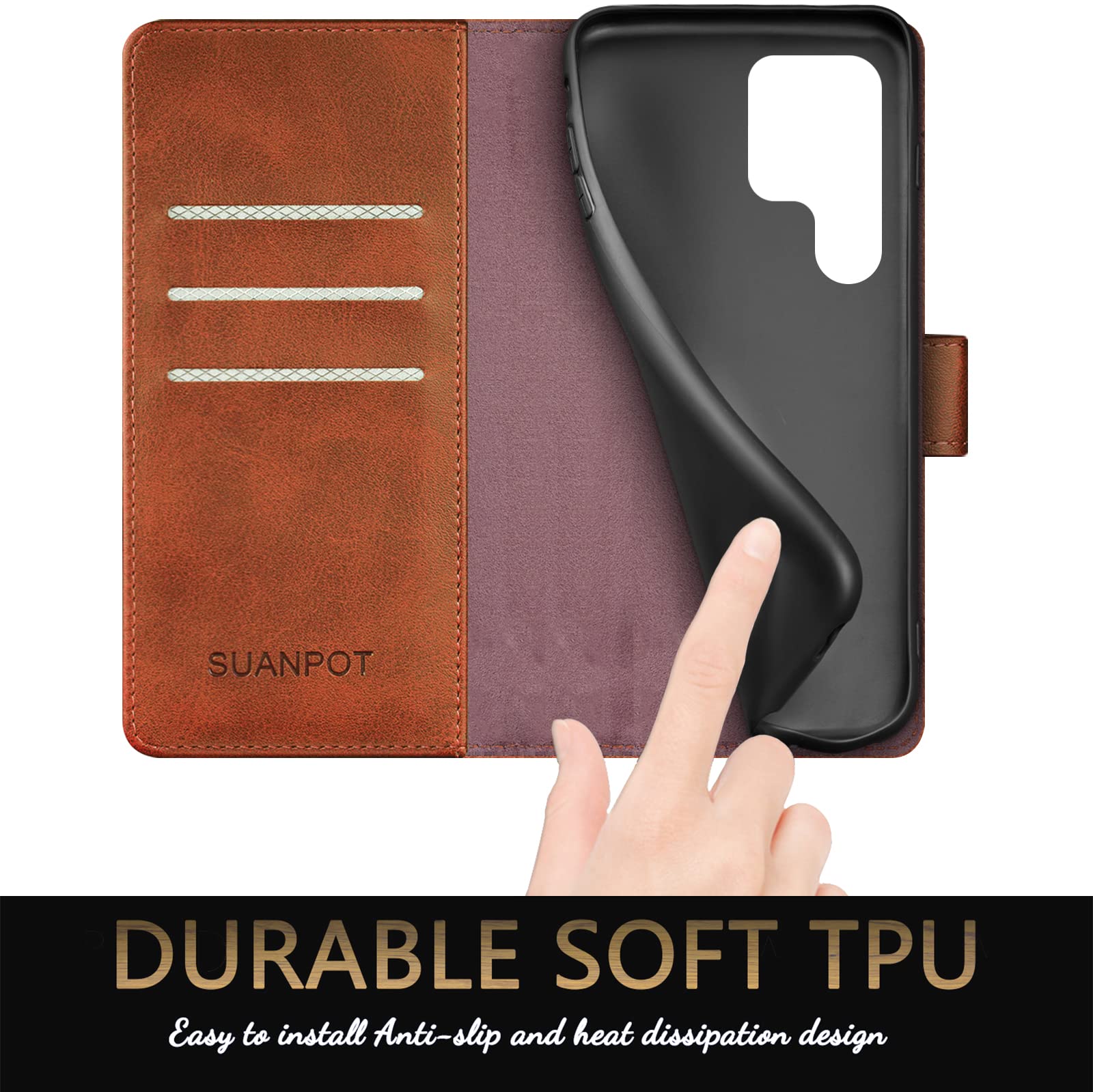 Suanpot ?Rfid Blocking Wallet Phone Case For Samsung Galaxy S22 Ultra Credit Card Holder,Flip Folio Book Phone Case Shockproof C