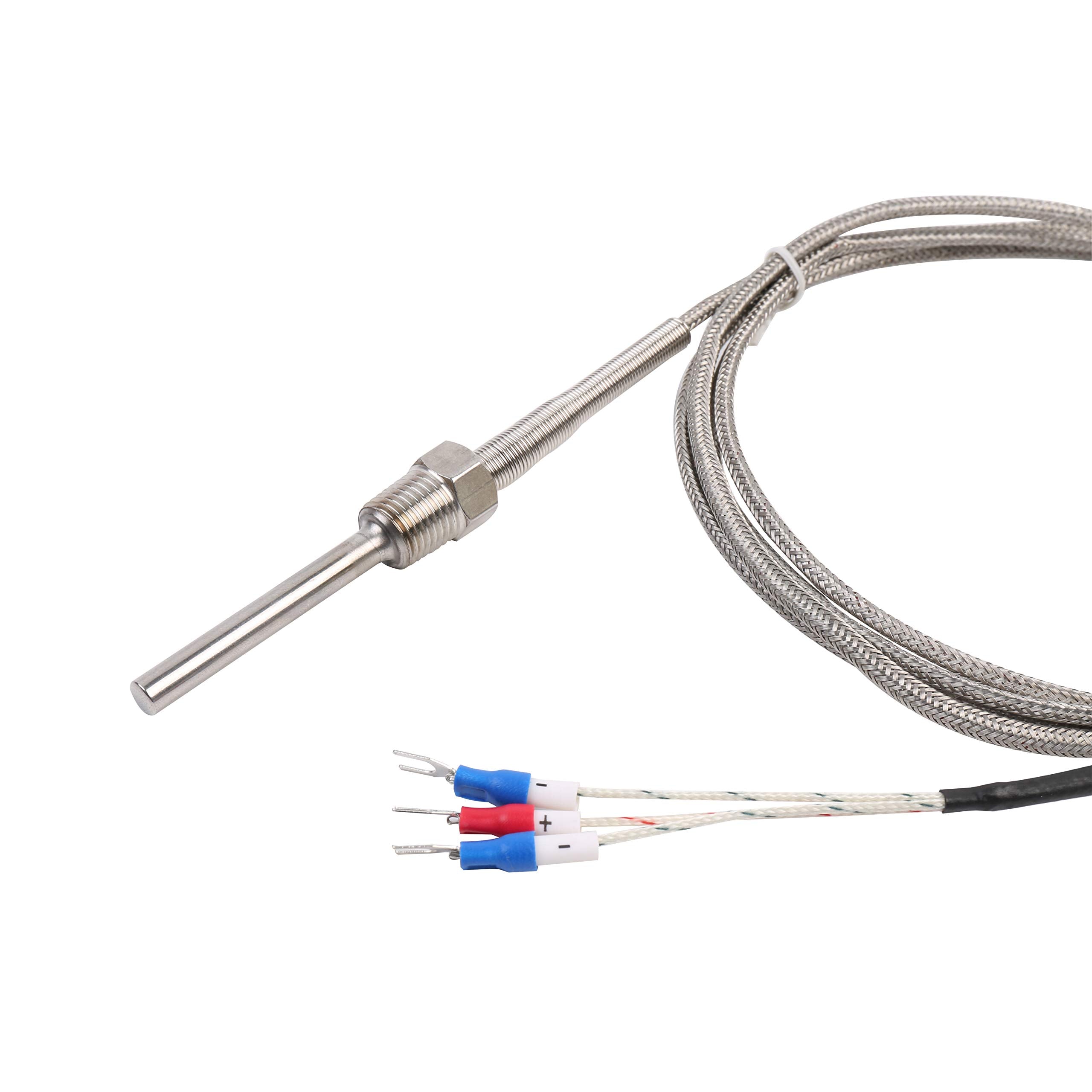 Waterproof Rtd Pt100 Temperature Sensor   Jaybva Stainless Steel 3 Wire Thermistor Probe For Pid Temperature Controller Npt 1/4'