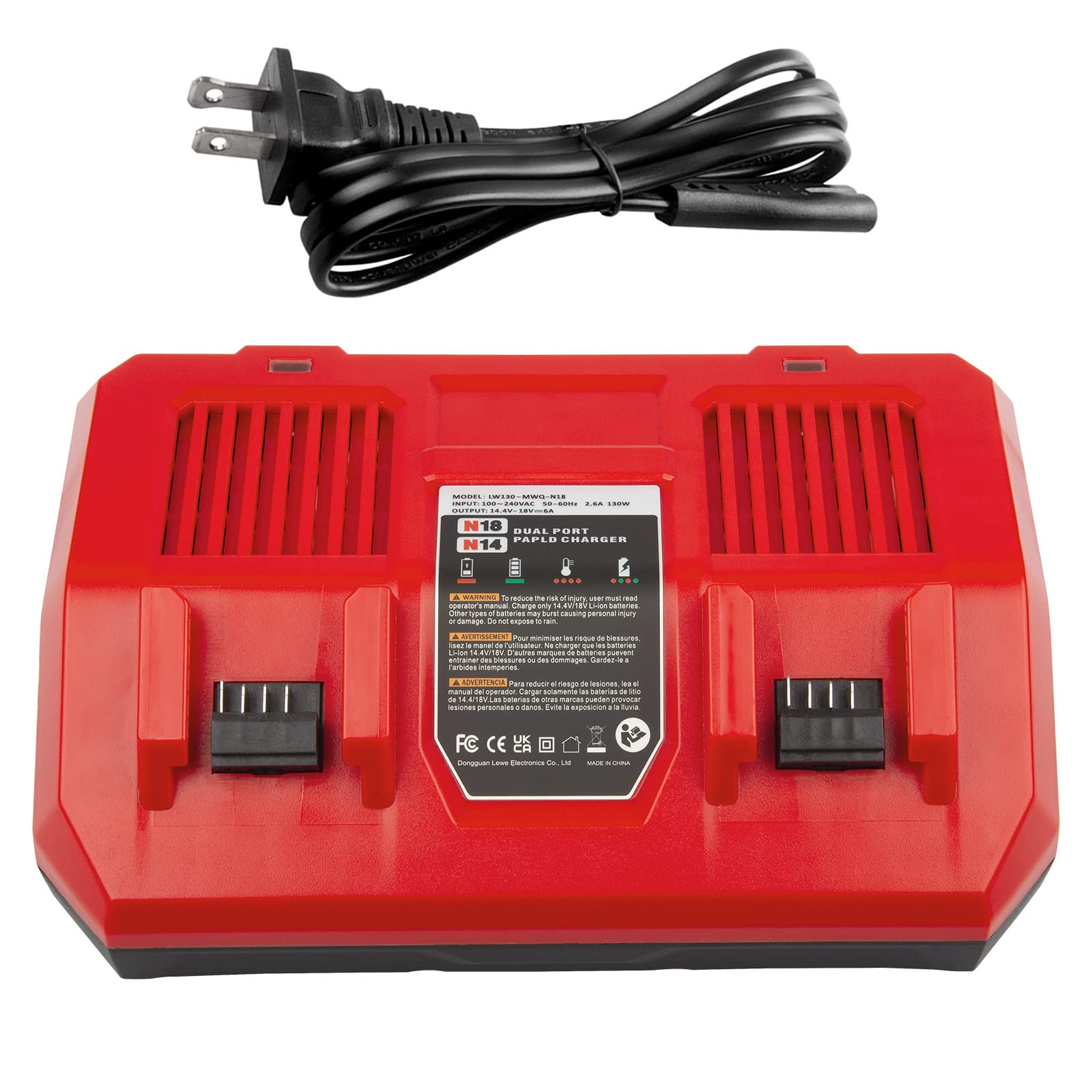 Dual Battery Charger Replace For M18 Milwaukee 6A Rapid Lithium Charger To Charge 14.4V 18V Xc Lithium Ion Battery 48 59 1890 48