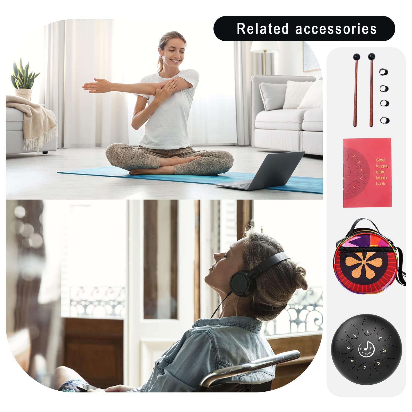 Steel Tongue Drum, 8 Notes 6 Inches C Key Handpan Drum Percussion Instrument W/Gig Bag, Music Book And Mallets For Beginner Medi