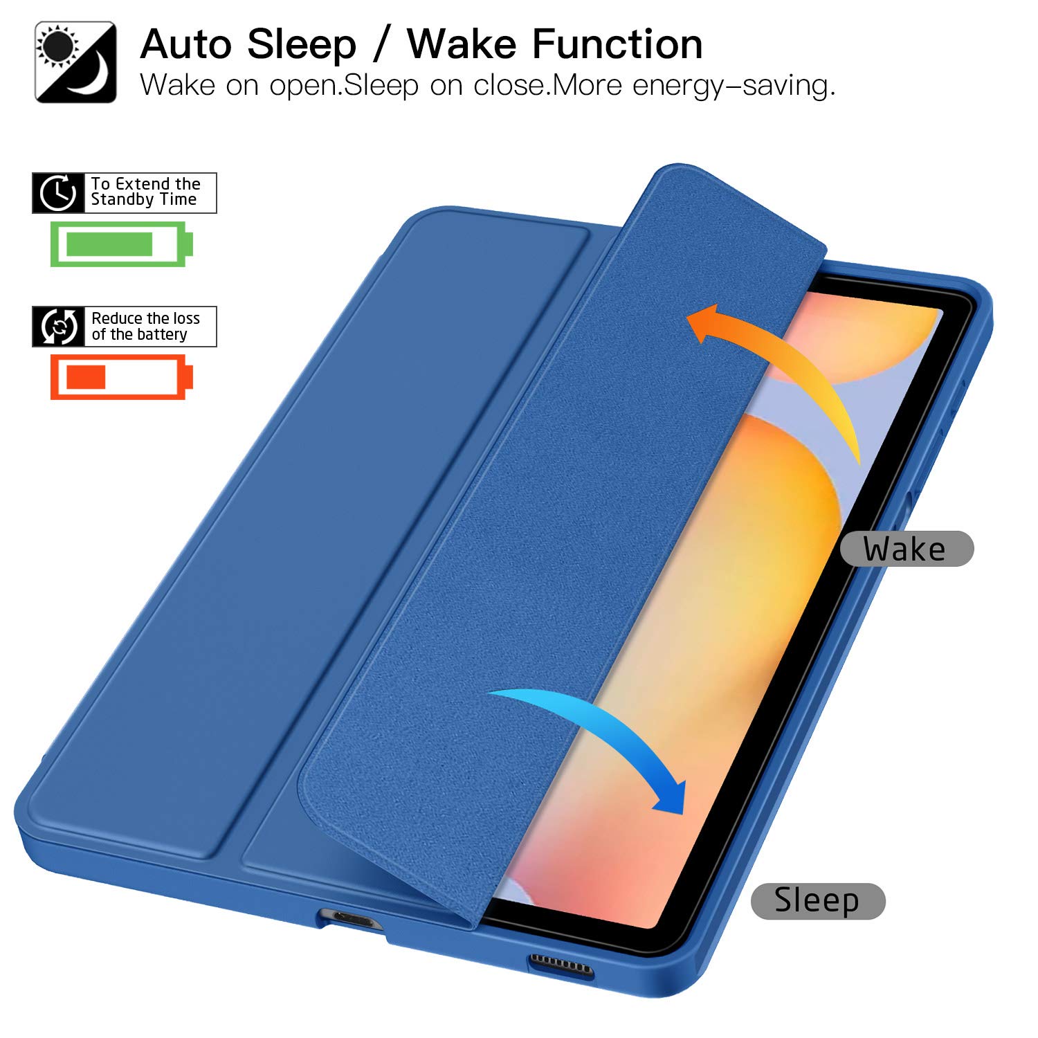 Ztotopcases For Galaxy Tab S6 Lite 10.4'' Case 2024/2022/2020 With Pen Holder, Auto Wake/Sleep, Pu Lightweight Trifold Stand Fol