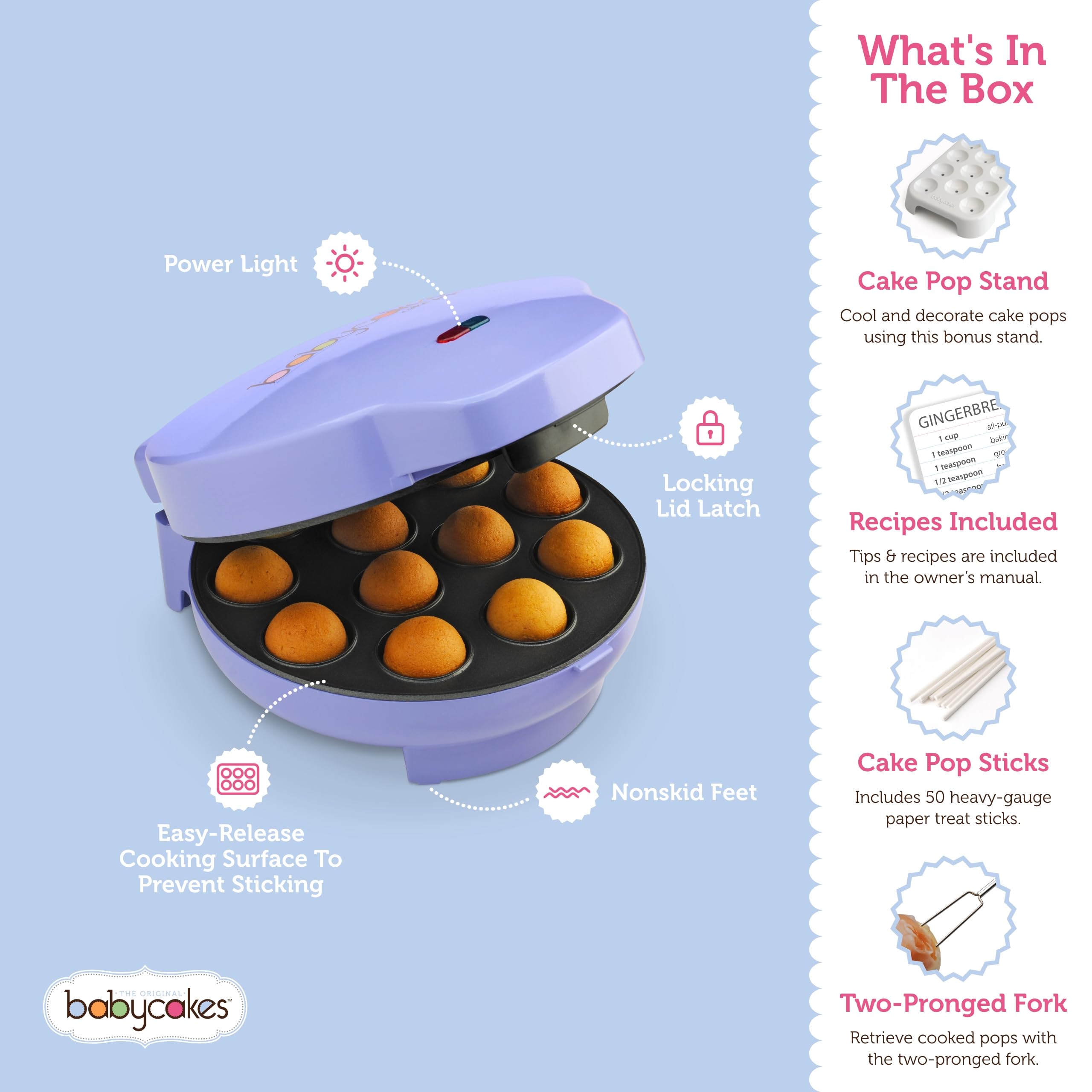 Babycakes Cp 12 Cake Pop Maker, 12 Cake Pop Capacity, Purple