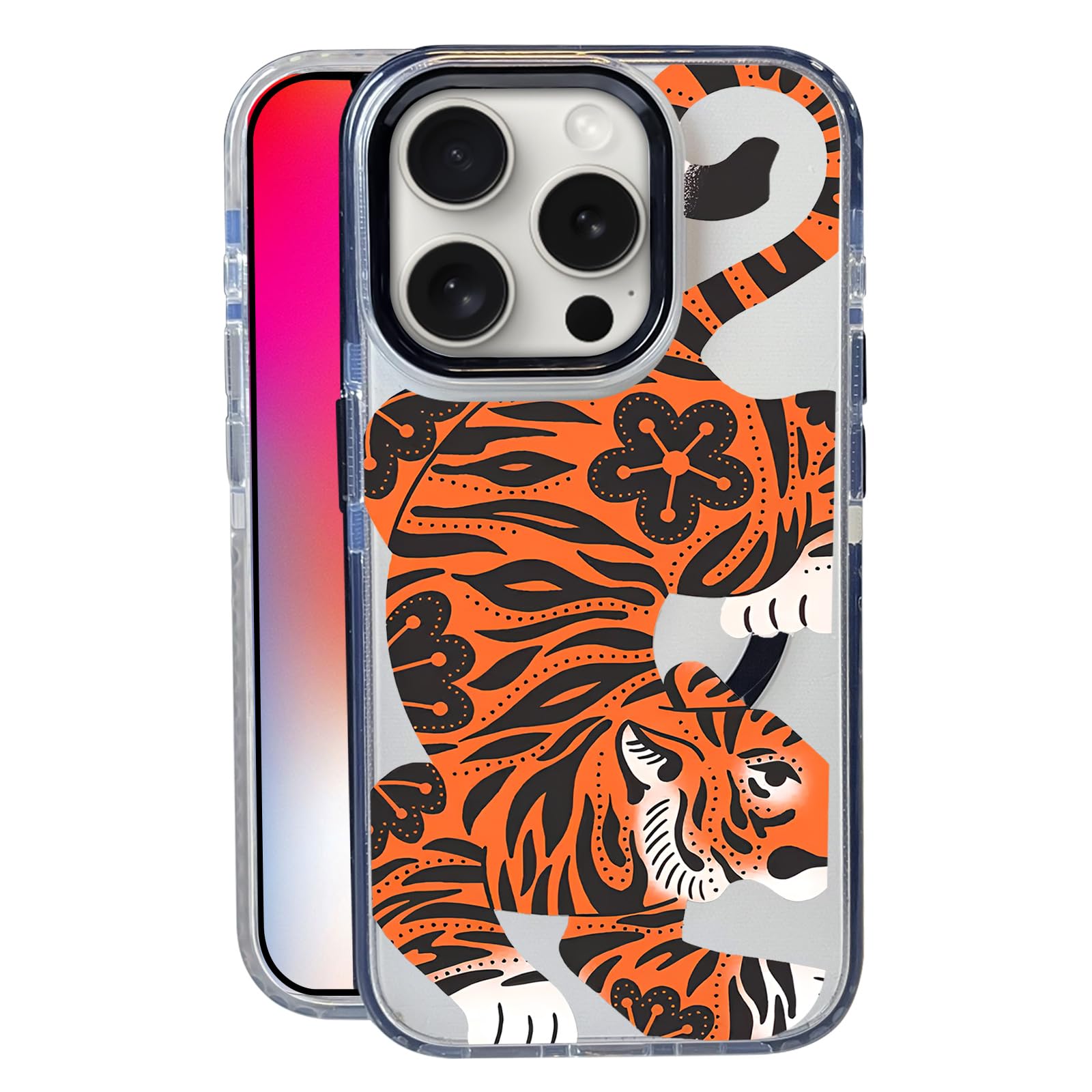 Nimeey Tiger for iPhone 16 Pro Case,MagSafe Compatible,Matte Soft Slim Shockproof Cover,Anti-Fingerprint,Anti-Yellowing,Anti-Scr