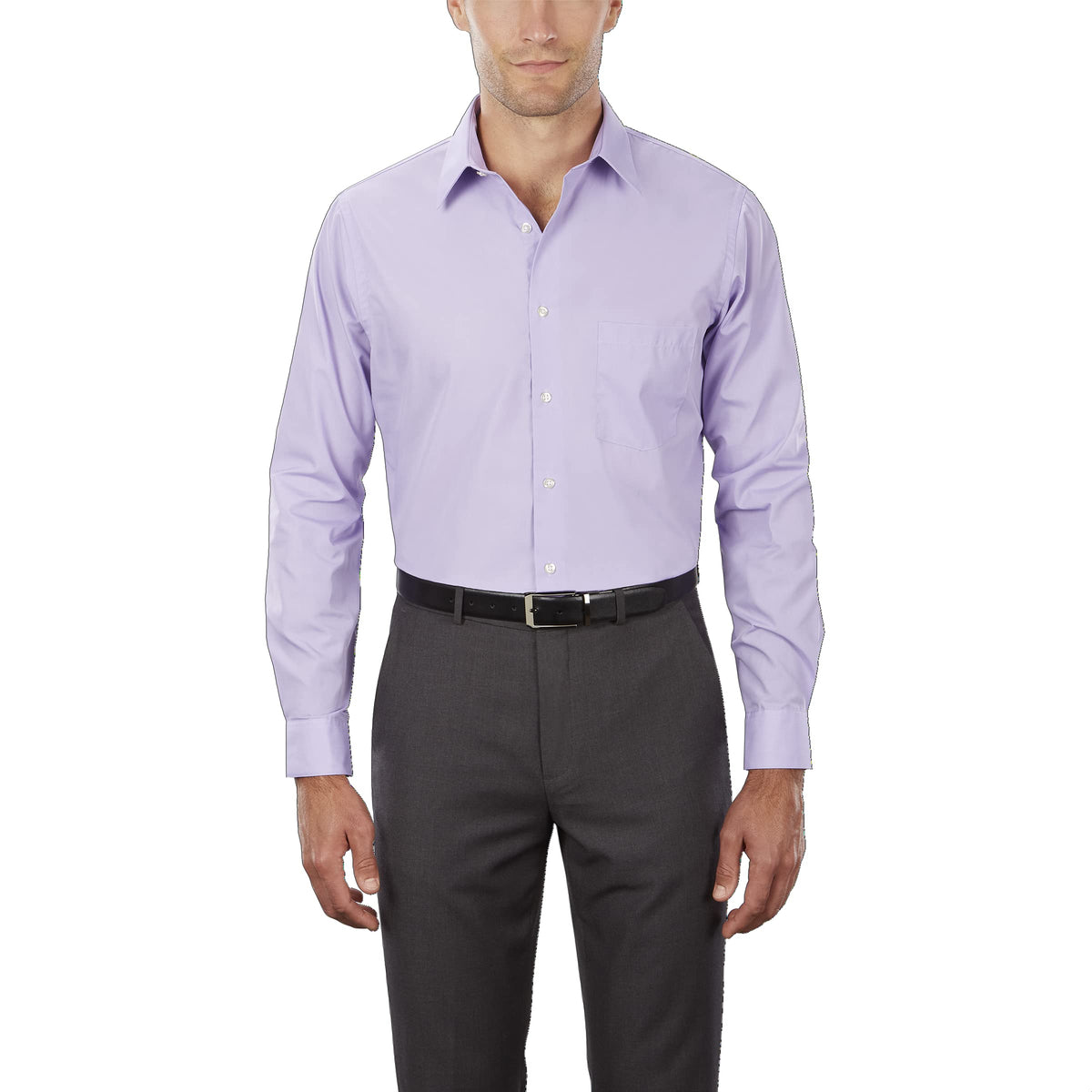 Van Heusen Mens Size Tall Fit Dress Shirts Poplin, Lavender, 185 Neck 37 38 Sleeve