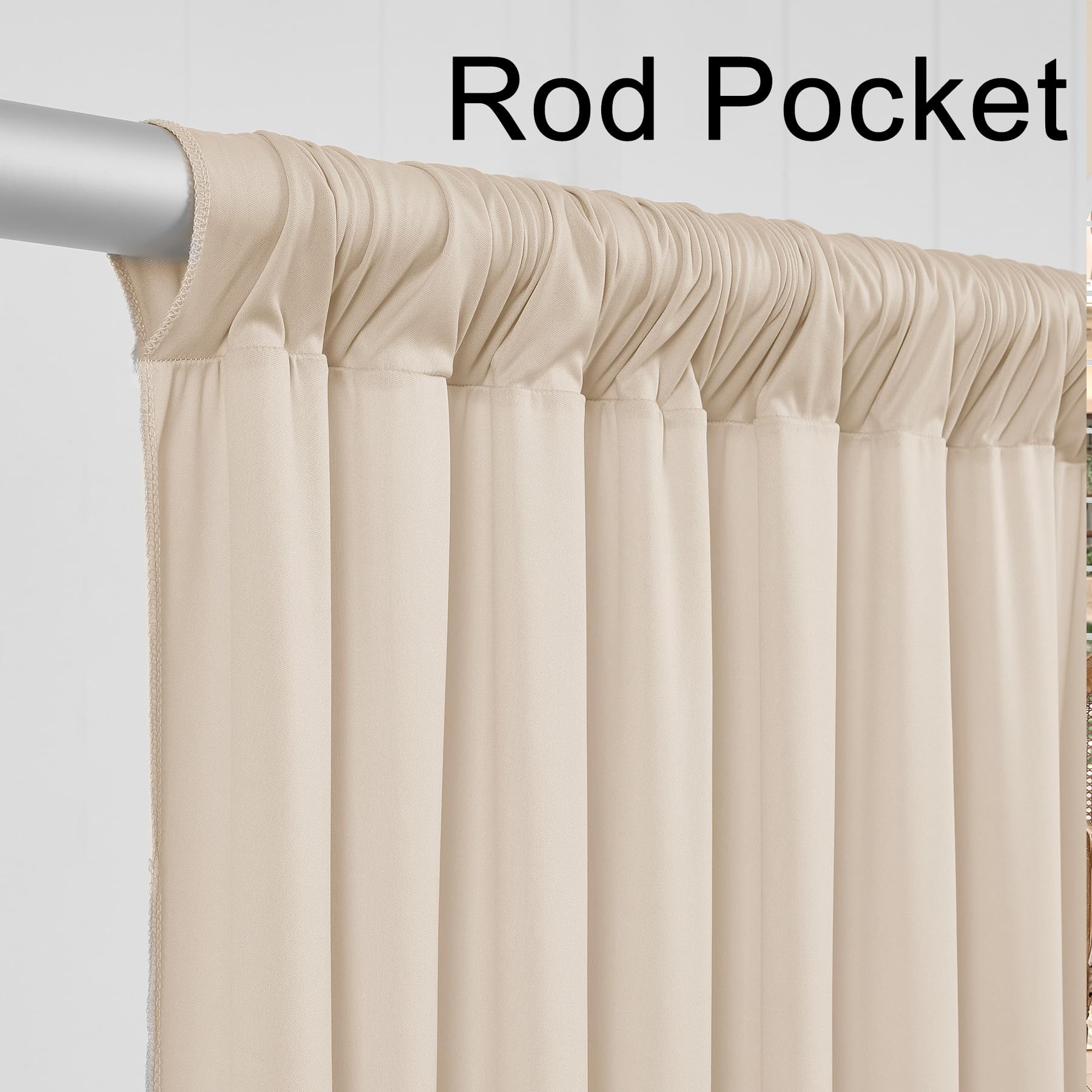 10Ft X 8Ft Wrinkle Free Beige Backdrop Curtains For Parties, Thick Fabric Photo Backdrop Drapes For Weddings Photography Birthda