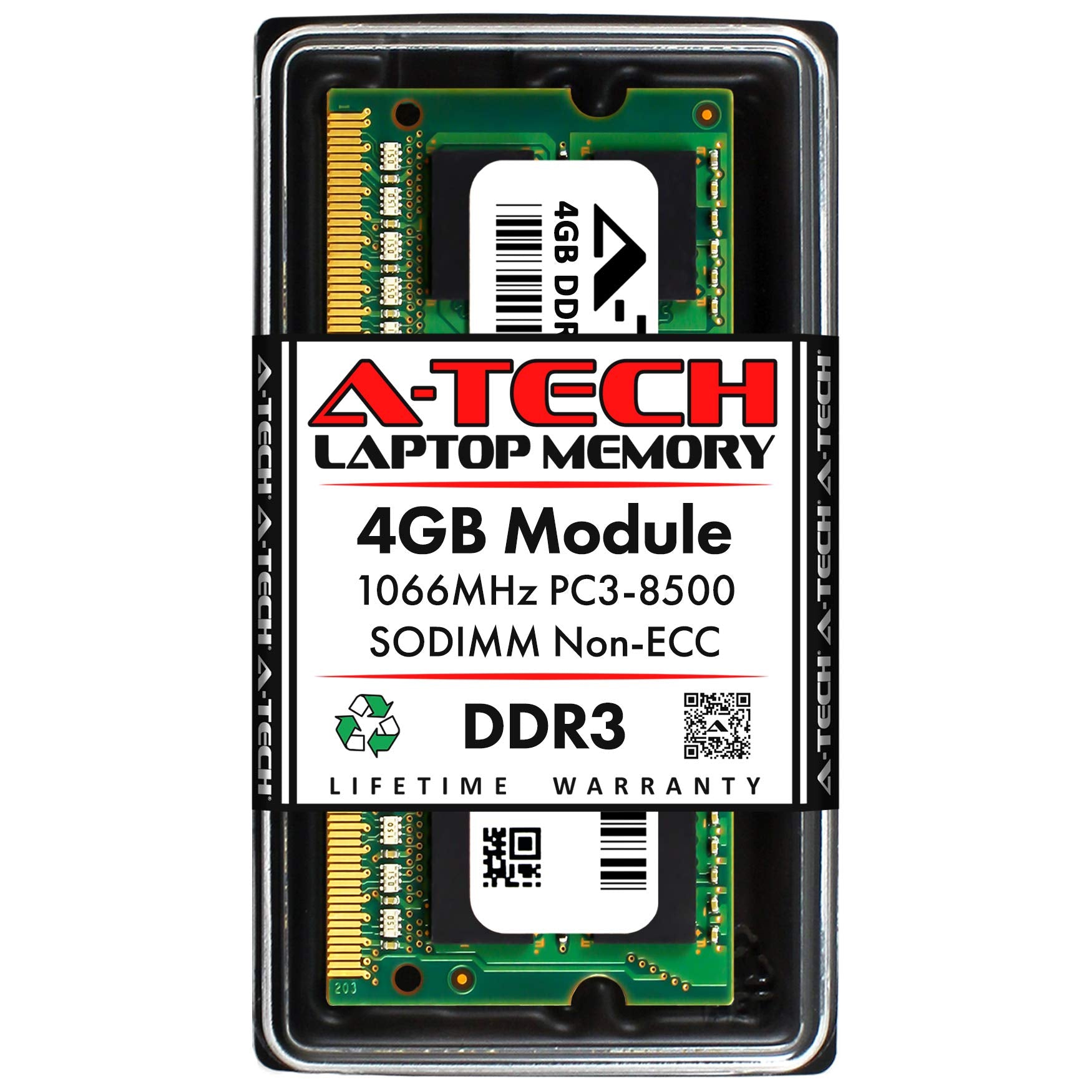 A Tech 4Gb Ddr3 1066Mhz Pc3 8500 Cl7 Sodimm 204 Pin Non Ecc So Dimm Laptop, Notebook Ram Memory Module