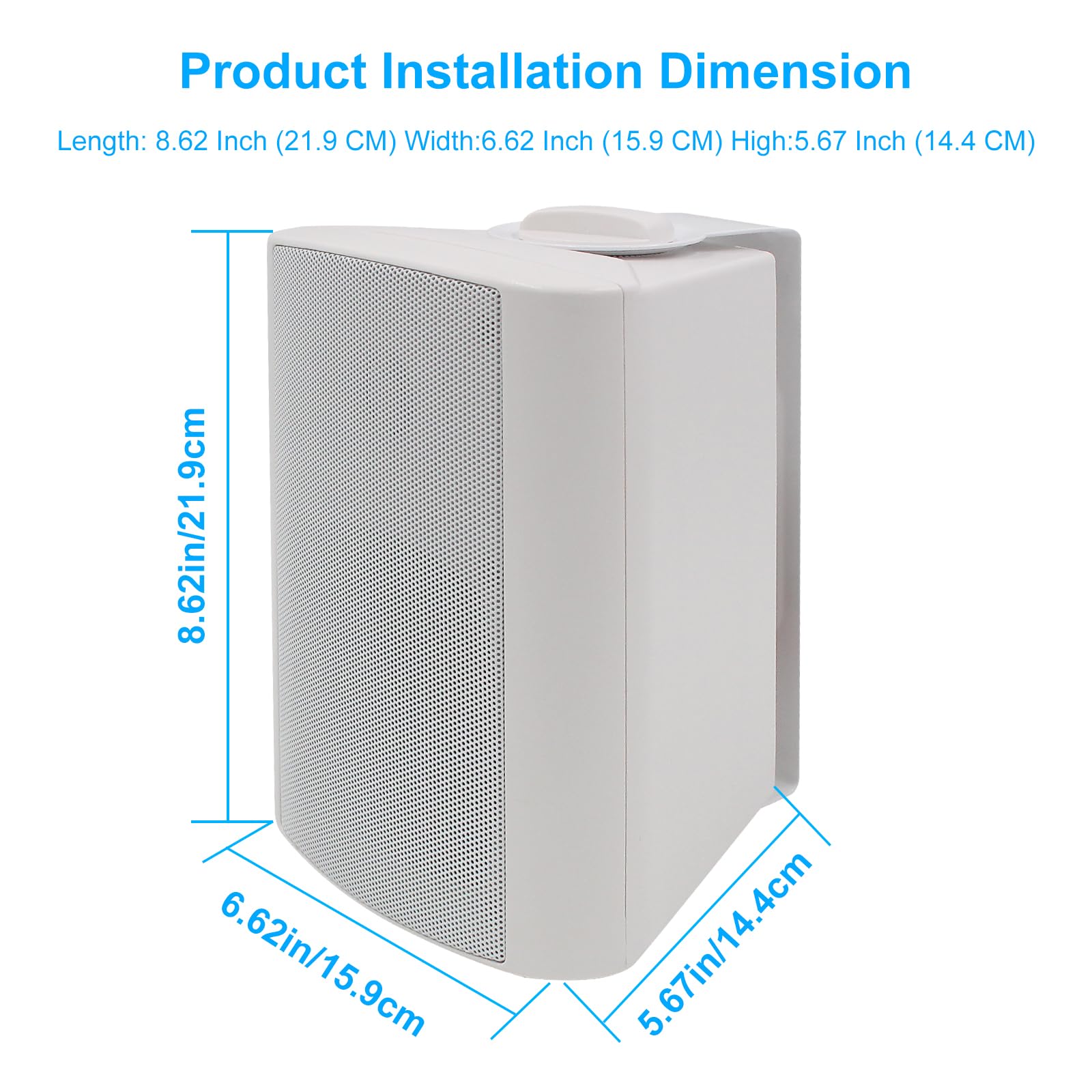 Herdio Indoor Outdoor Speakers Waterproof Wired 200 Watt With Powerful Bass,Wall Mount Speakers For Patio Garage Covered Deck