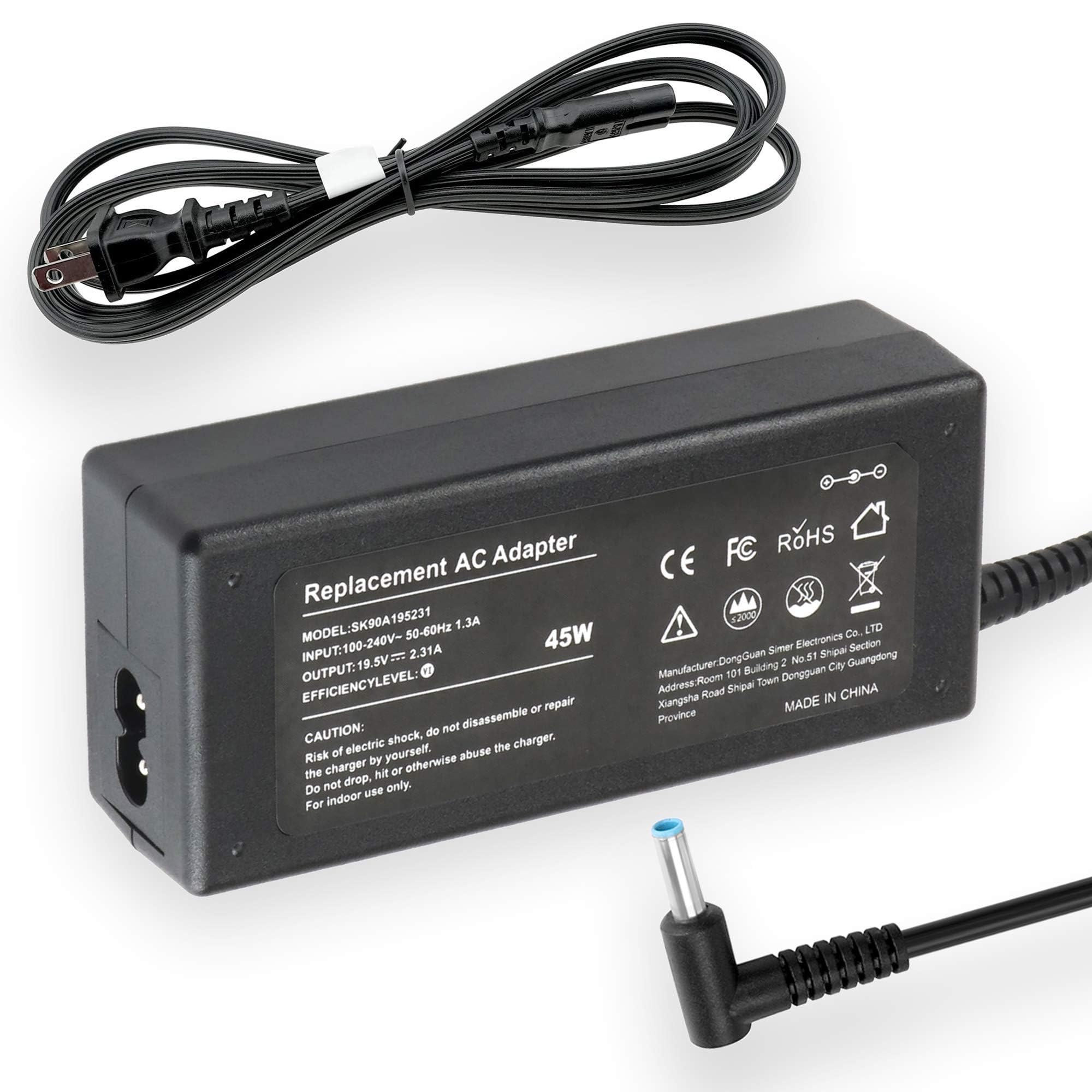 Replacement 45W Hp Laptop Charger, 19.5V 2.31A Power Adapter For Hp Pavilion 11 13 14 15 Notebook Power Supply With Cord