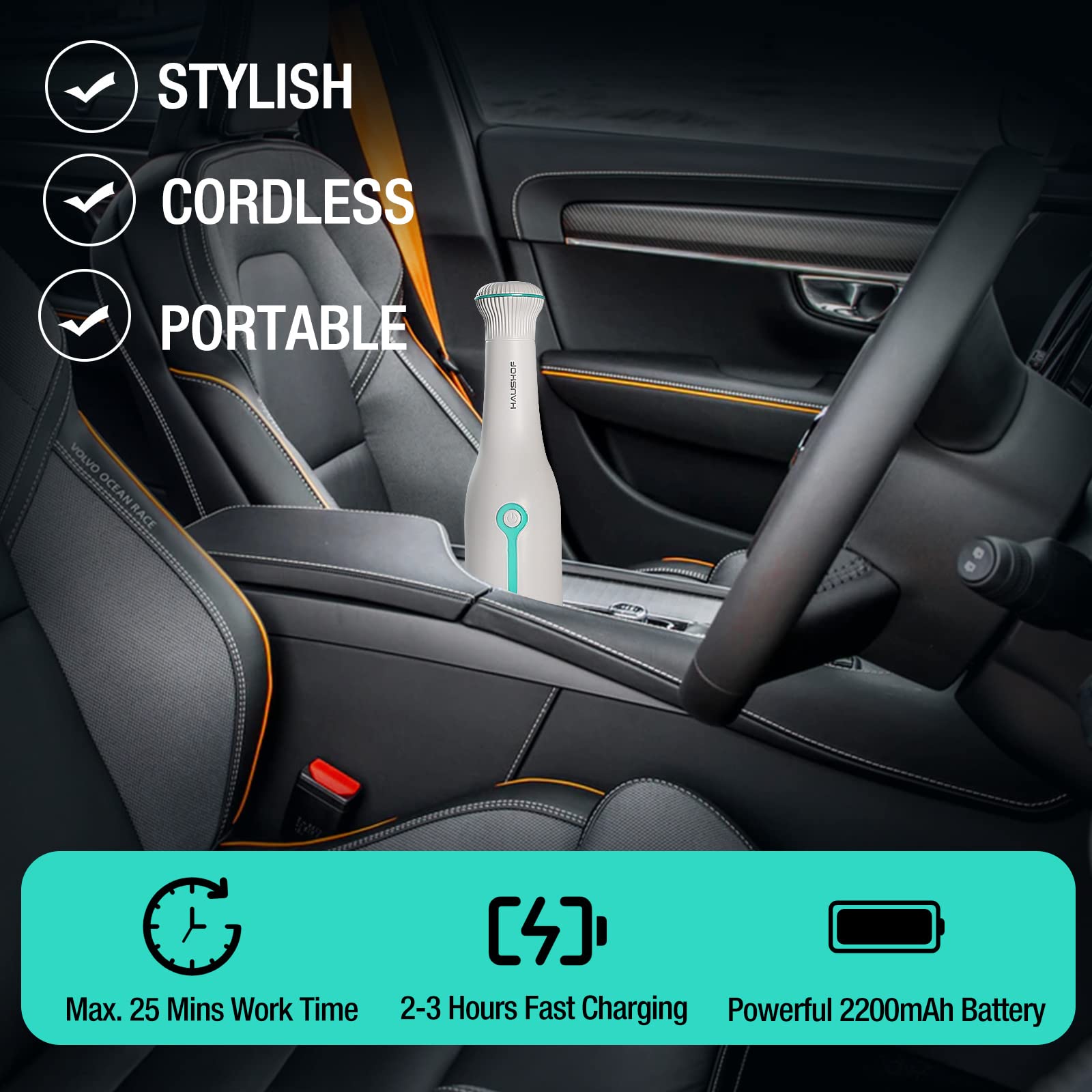 Haushof Handheld Vacuum, Cordless Car Vacuum Cleaner 8000Pa/12000Pa 2 Modes With Cleaning Brush, Rechargeable Portable Mini Vacu