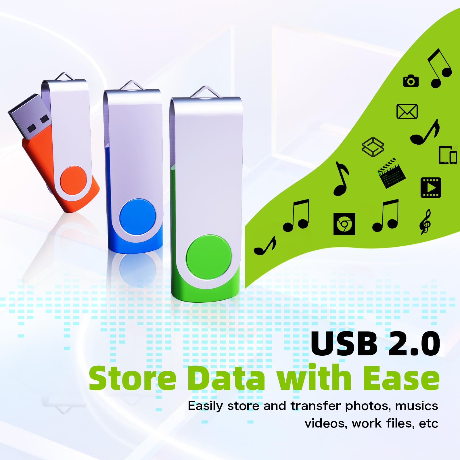 Wooolken 32Gb Flash Drive 10 Pack Bulk Pen Drive Metal Usb 2.0 Thumb Drive Swivel Memory Stick 32 Gb 10 Colors Multipack Value Z