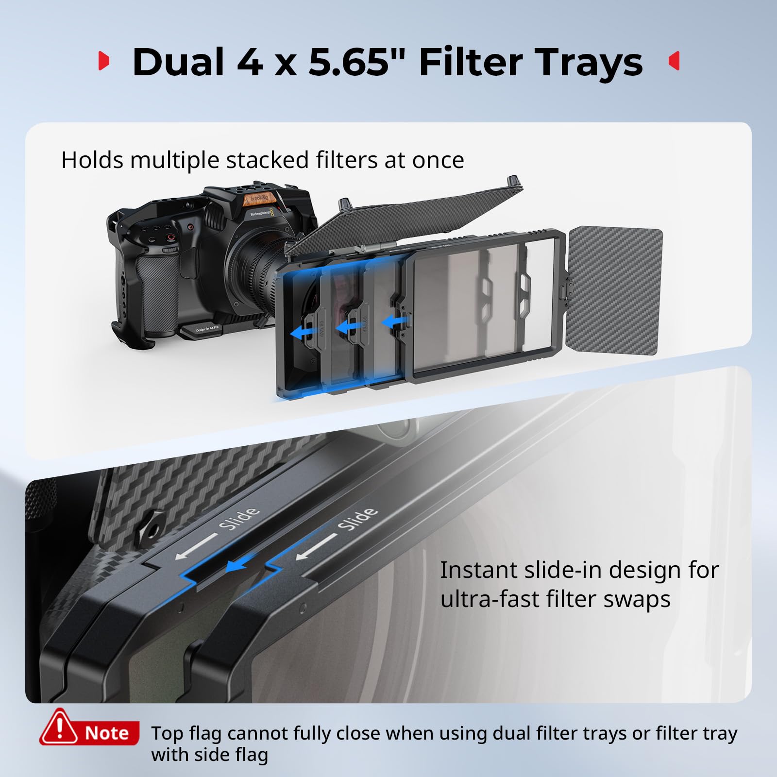 Smallrig Mini Matte Box Pro Flag Kit With Two 4 X 5.65 Filter Frame, Modular Anti-Glare System With F67/72/77/82-95Mm Adapter Ri