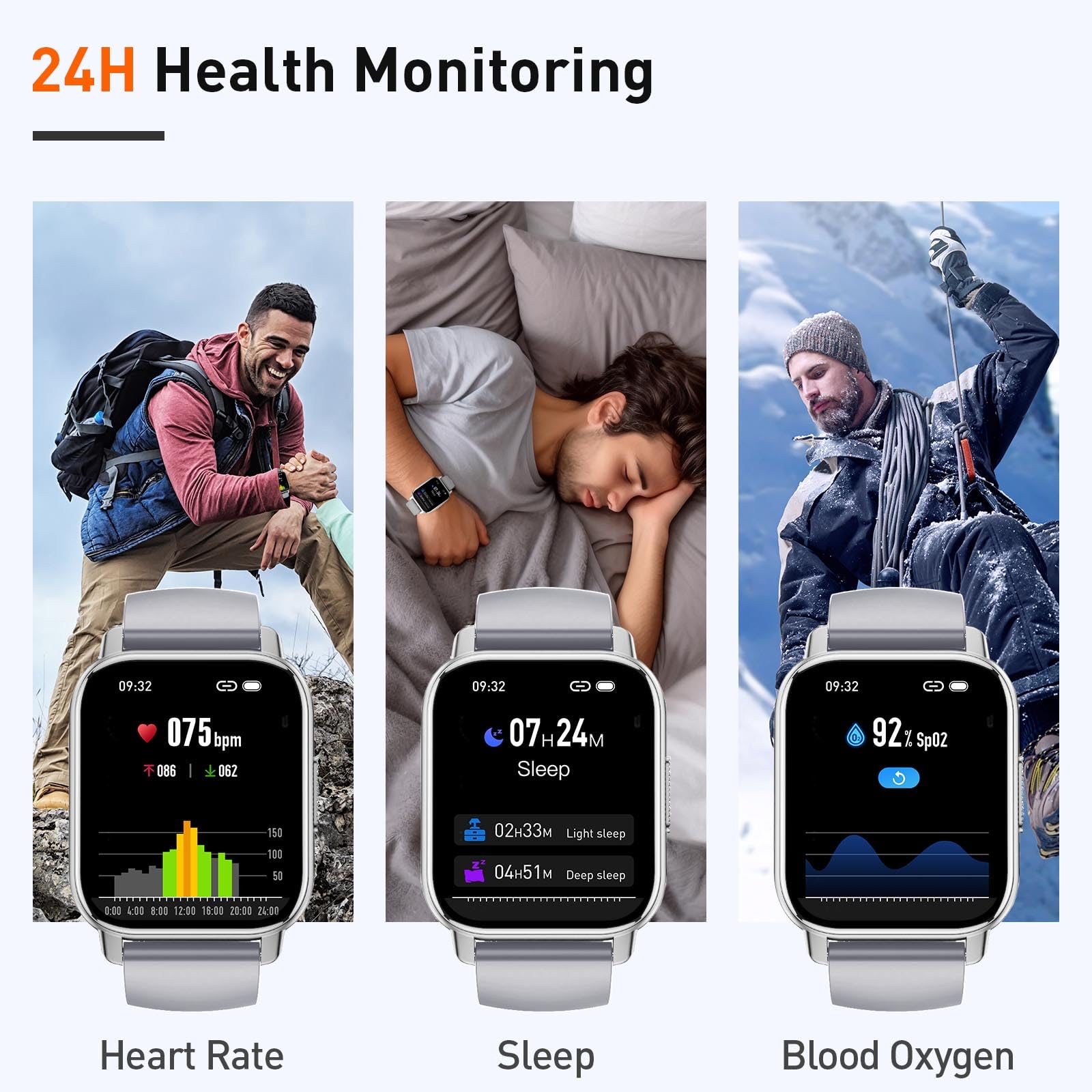 Smart Watch, 1.95 '' Smartwatch For Men Women(Answer/Make Call), Fitness Watch With 110+ Sports Modes/Heart Rate/Pedometer/Sleep