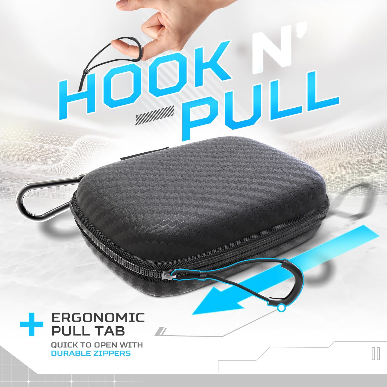 Futurizta Tech� Mini Hard Shell Eva Carrying Case Impact & Water Resistant With Carabiner, Sd Card Slot 9Cm X 13Cm For Mini Powerbank, Charger, Cable, Ssd And Earphones