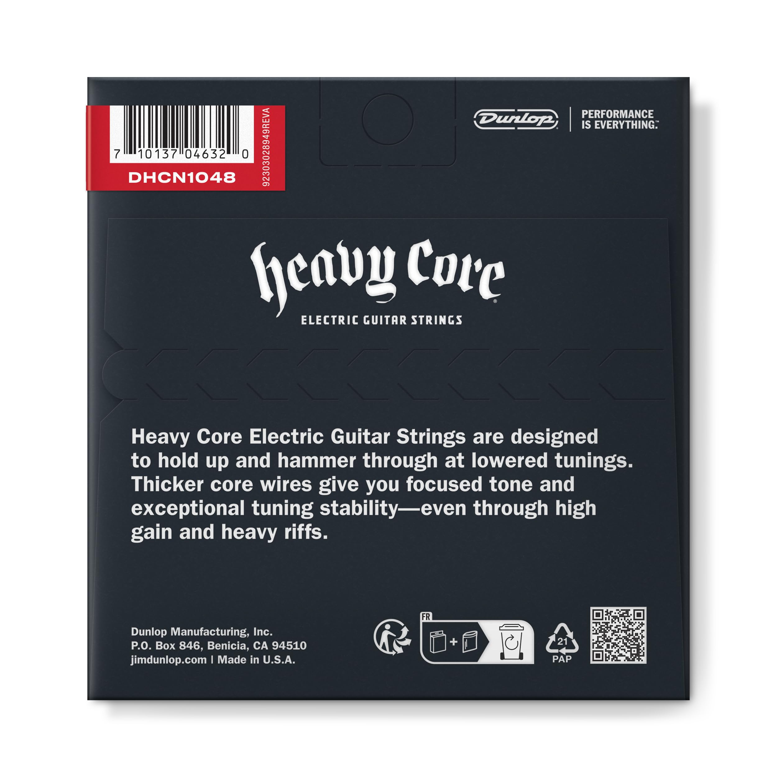 Dunlop Dhcn1048 Heavy Core Guitar Strings, Heavy, .010-.048, 6 Strings/Set