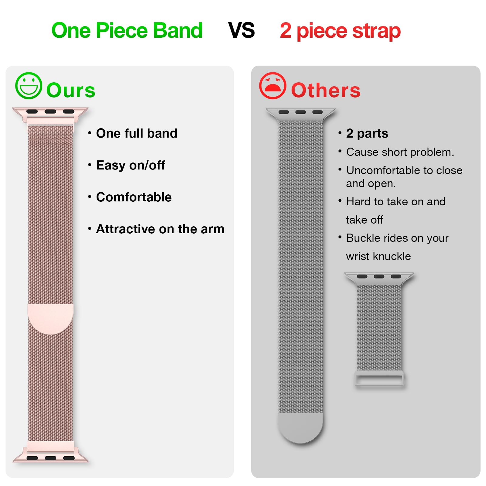 Belongme Mesh Metal Loop Compatible With Apple Watch Band 40Mm 41Mm 38Mm 42M Series Se 10 9 8 7 6 5 4 3 2 1 Women Men, Stainless