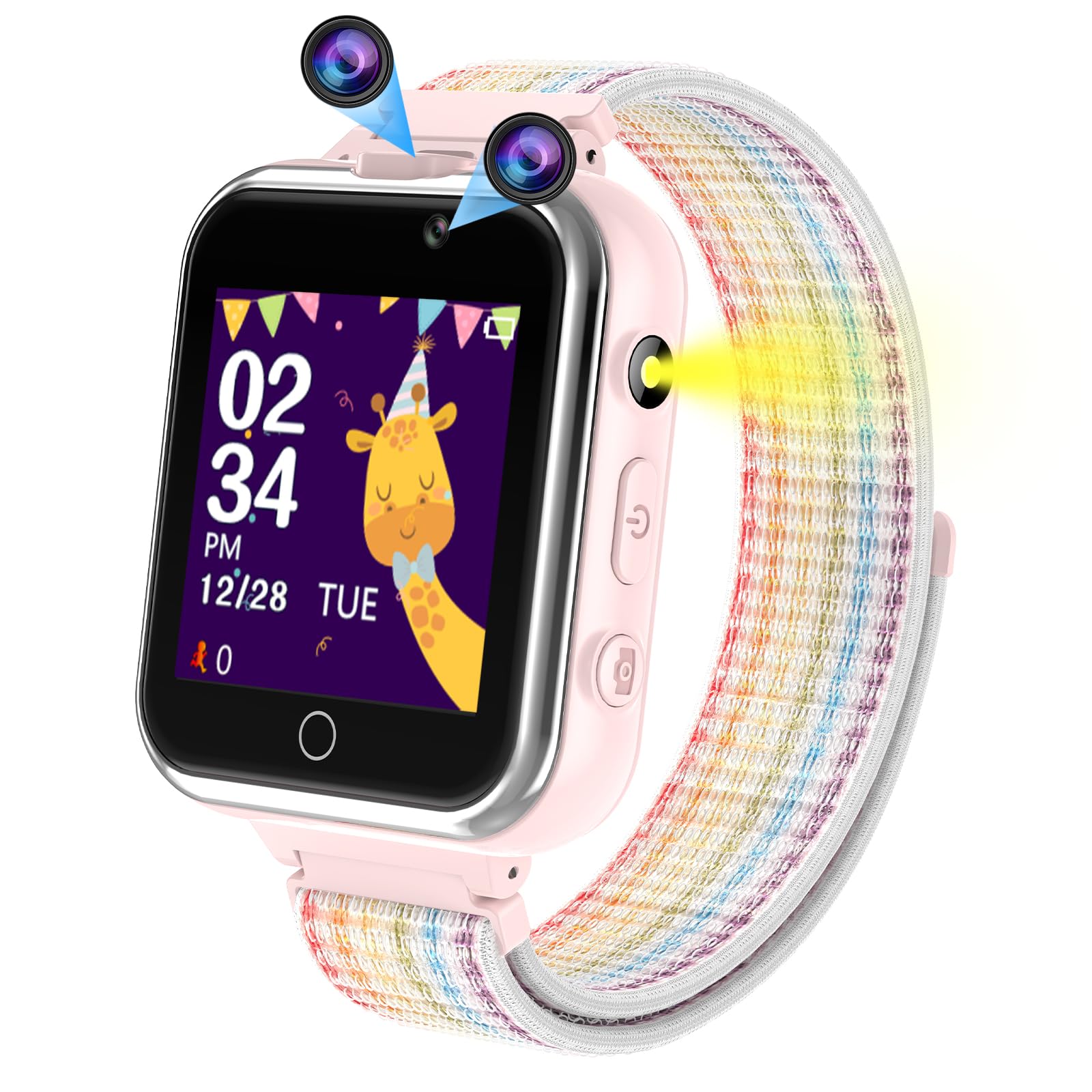 PTHTECHUS Kids Smart Watch,Present for Boys Girls Age 4-12, 24 Puzzle Games 2 HD Cameras HD Touchscreen MP3 Music Player Video P