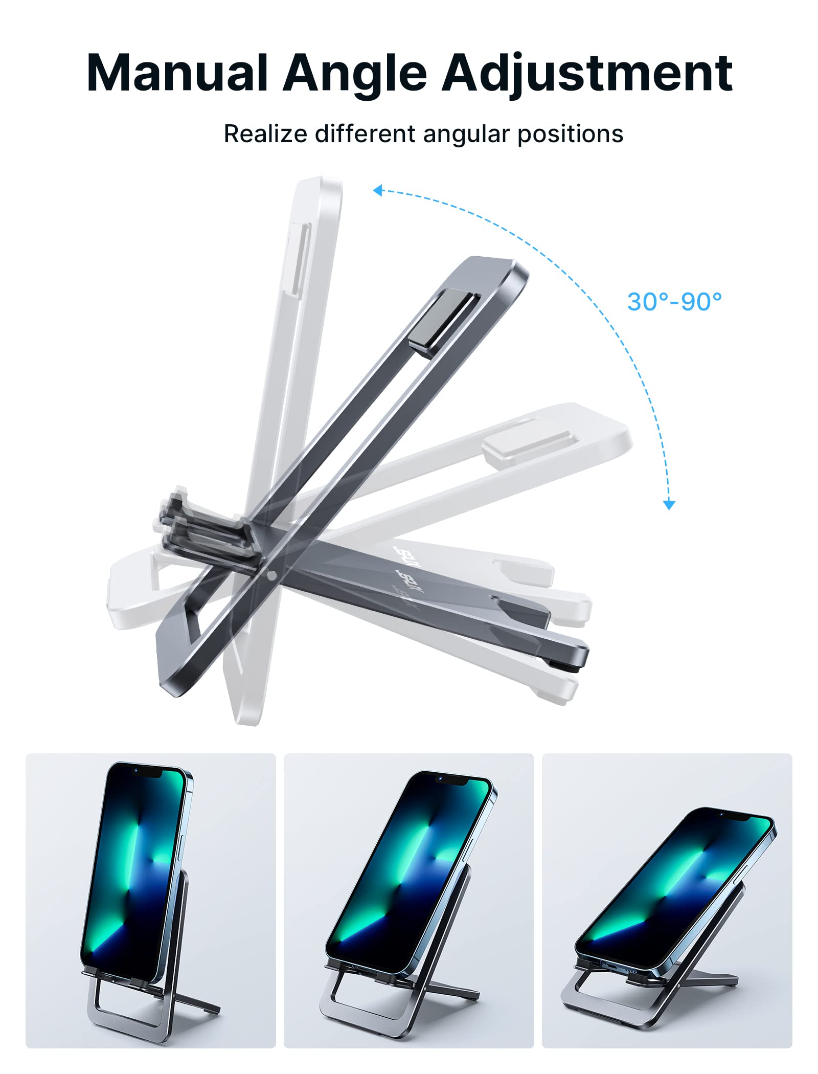 Jsaux Cell Phone Stand, [2 Pack] Foldable Aluminum Adjustable Phone Holder For Desk Portable Travel Holder Office Desk Accessori