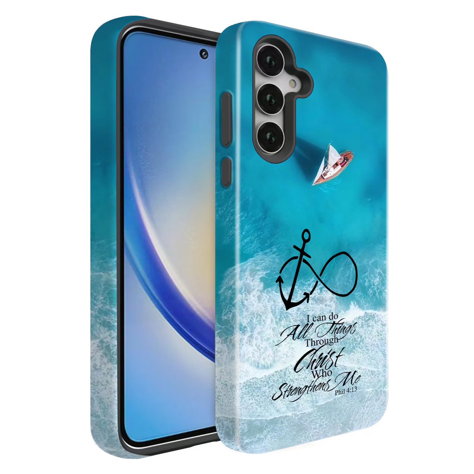 BSMOSPER Compatible for Samsung Galaxy A15 5G Case, Dual Layer Heavy Duty 2 in 1 Shockproof Protective Phone Case,Anchor Christi