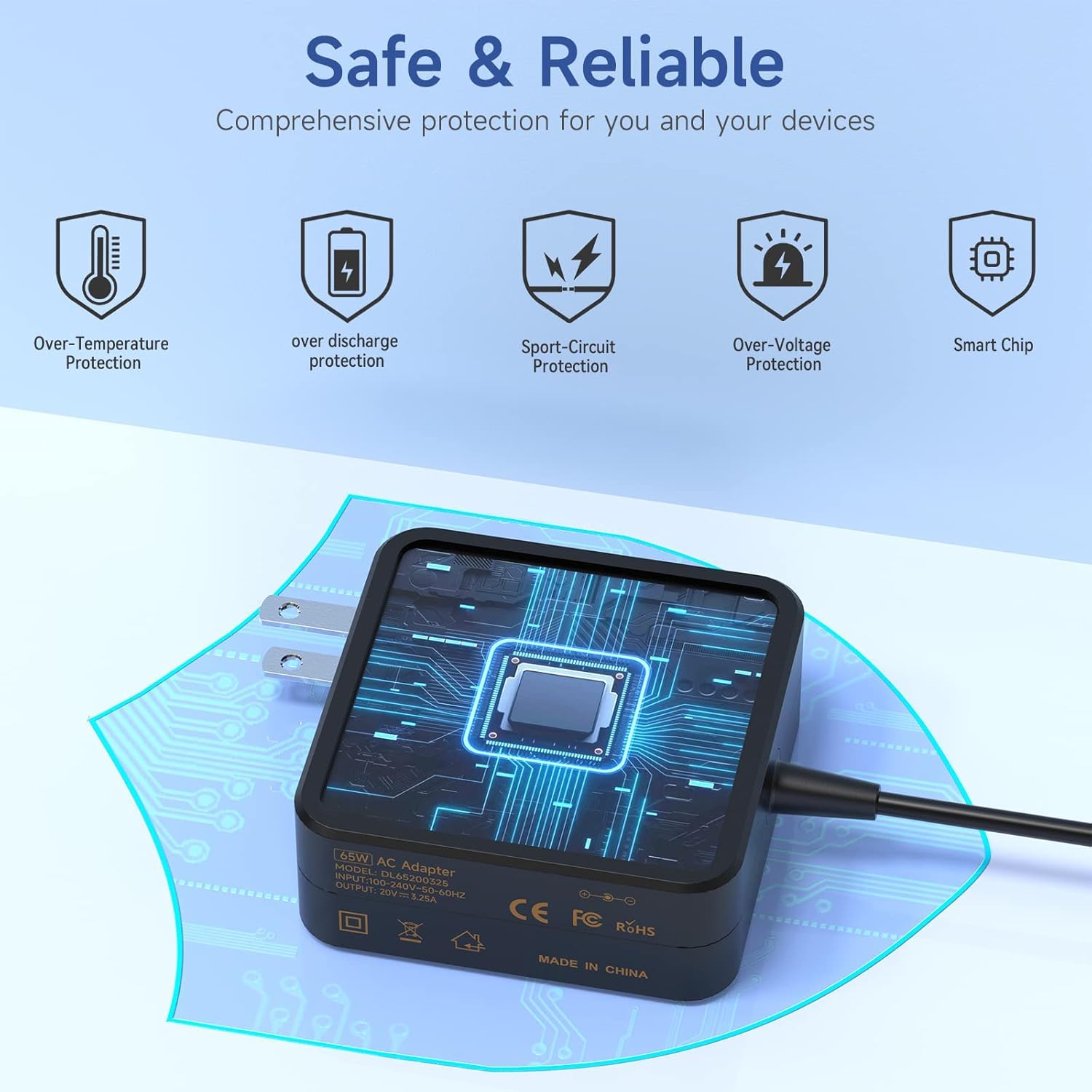 65W 20V Ac Laptop Charger For Lenovo Ideapad 3 Flex 5 14 15 S340 S145 100S 110 310 320 330 330S 510 510S Lenovo Yoga 310 510 330