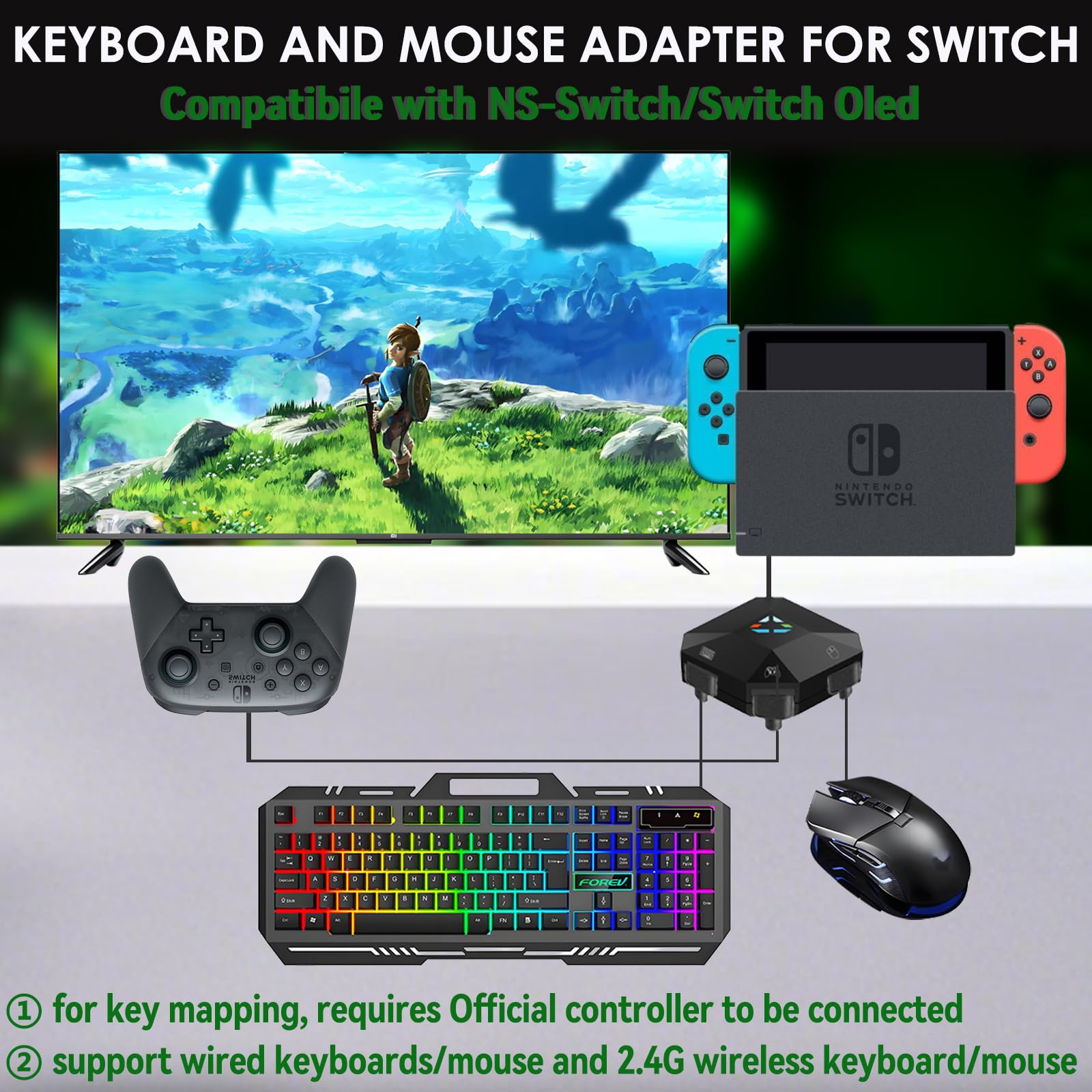 Keyboard And Mouse Adapter For Nintendo Switch, Wired Keyboard And Mouse Converter For Ps4 Ps3 Xbox One/360 Console Series Conve