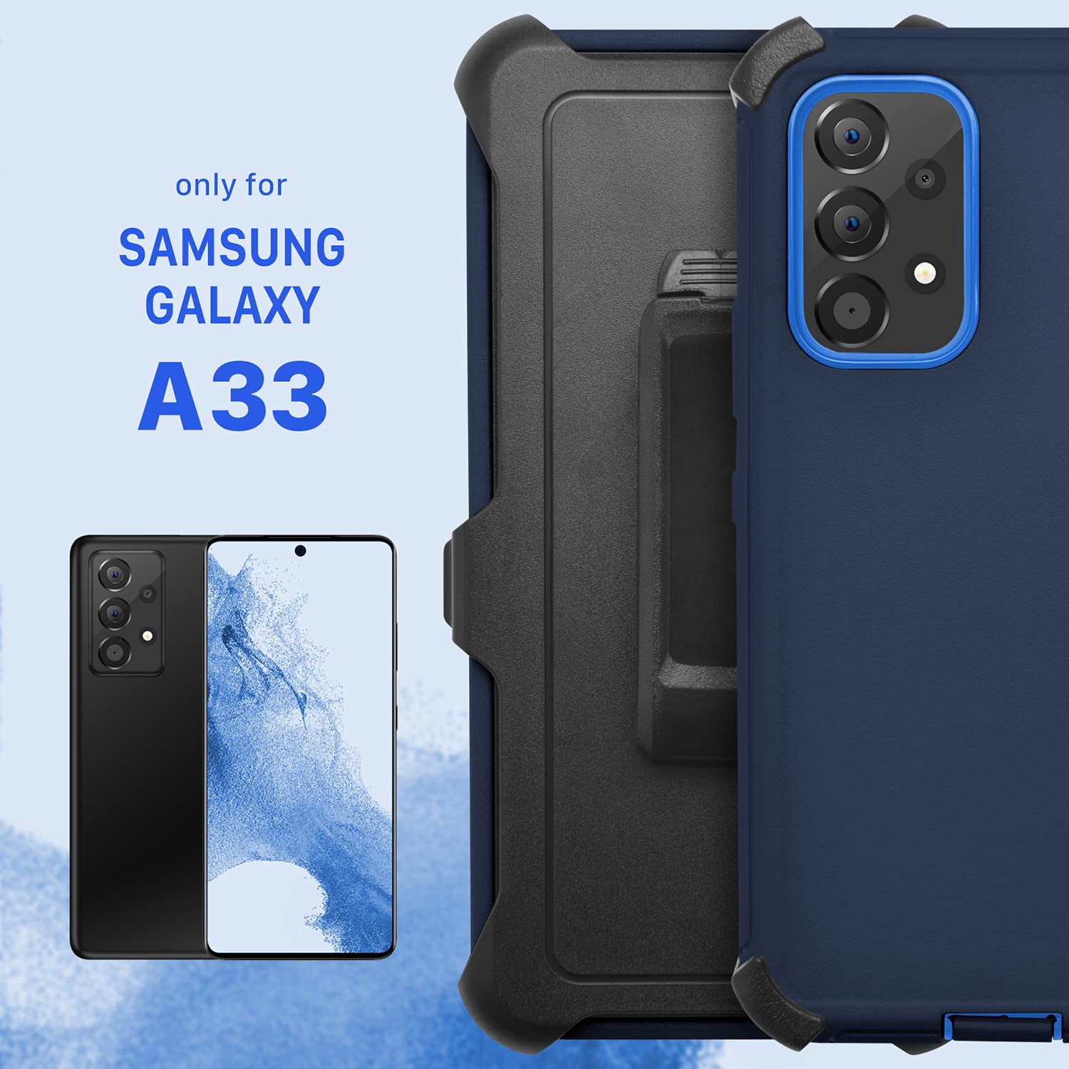 Galaxy A33(2022) Belt Clip Holster Case,[Military Grade Drop Protection] Protective Rugged Heavy Duty Case, Water Resistance Sho
