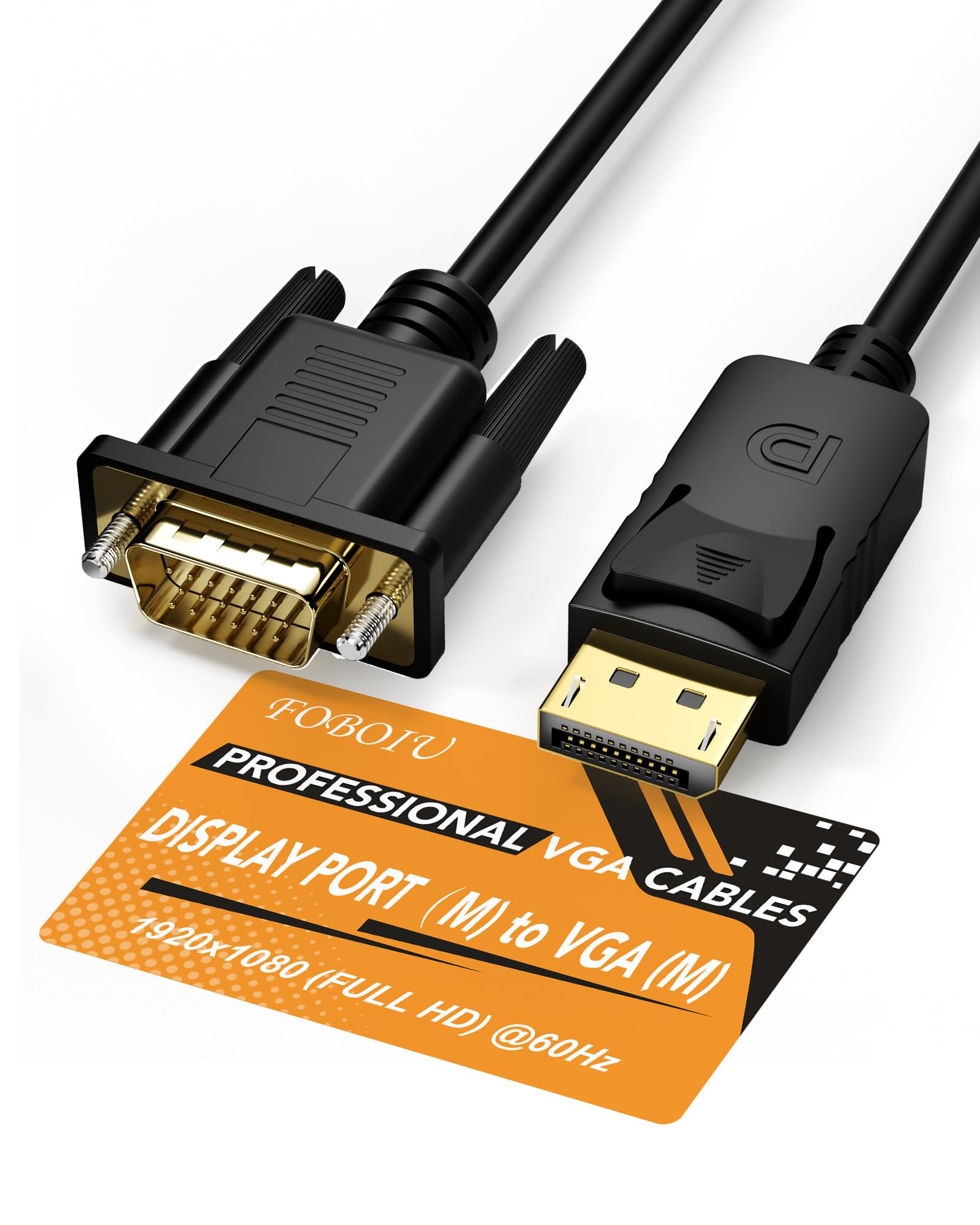 Foboiu Displayport To Vga, Displayport To Vga Adapter 15 Feet Dp To Vga Cable Connects Dp Port From Desktop Or Laptop To Monitor