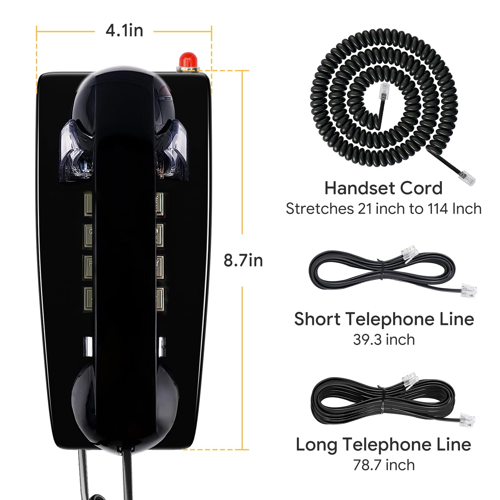 Retro Wall Phones For Landline With Mechanical Ringing Classic Corded Wall Mounted Telephone With Indicator Waterproof Old Style