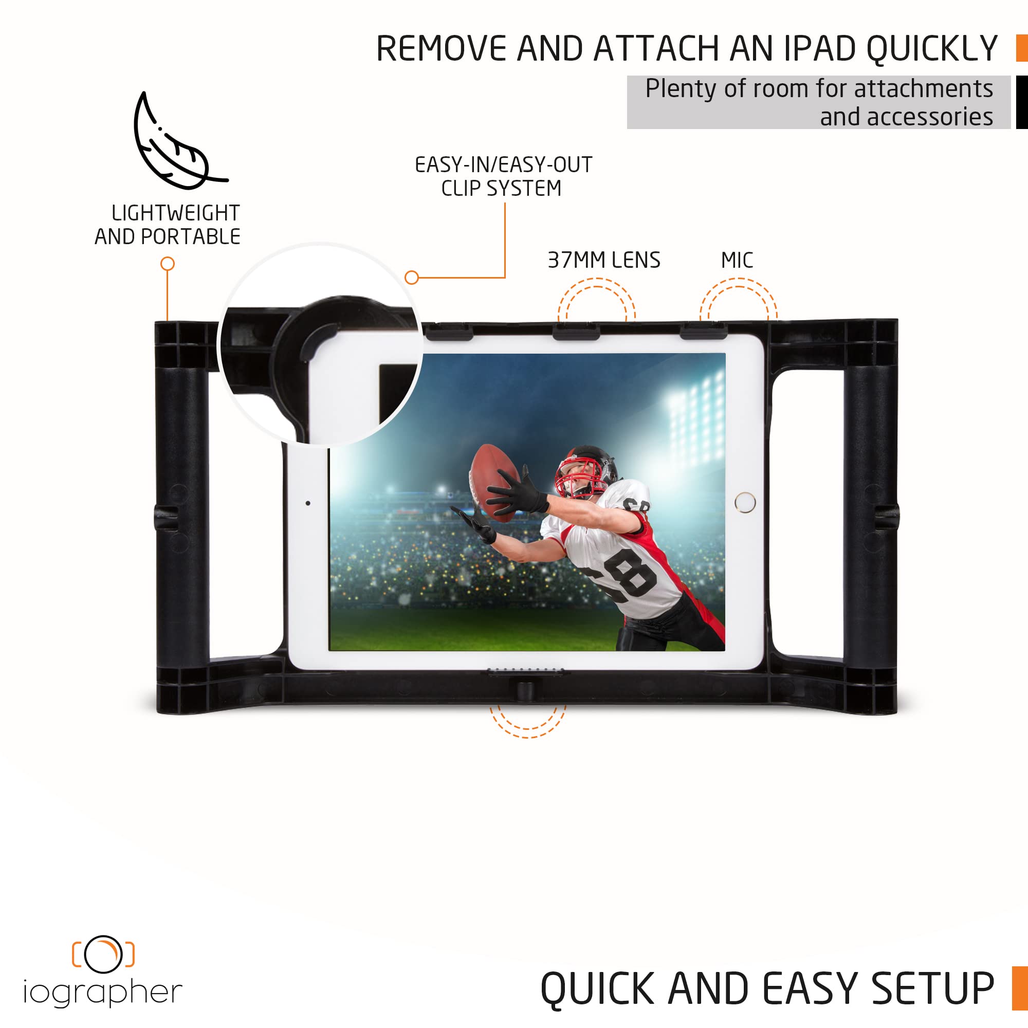 Iographer Case With Handles   Tripod And Lens Adapter   Ipad Stabilizer For Mini 4Th, 5Th, And 6Th Gen   Tablet Case For Recordi