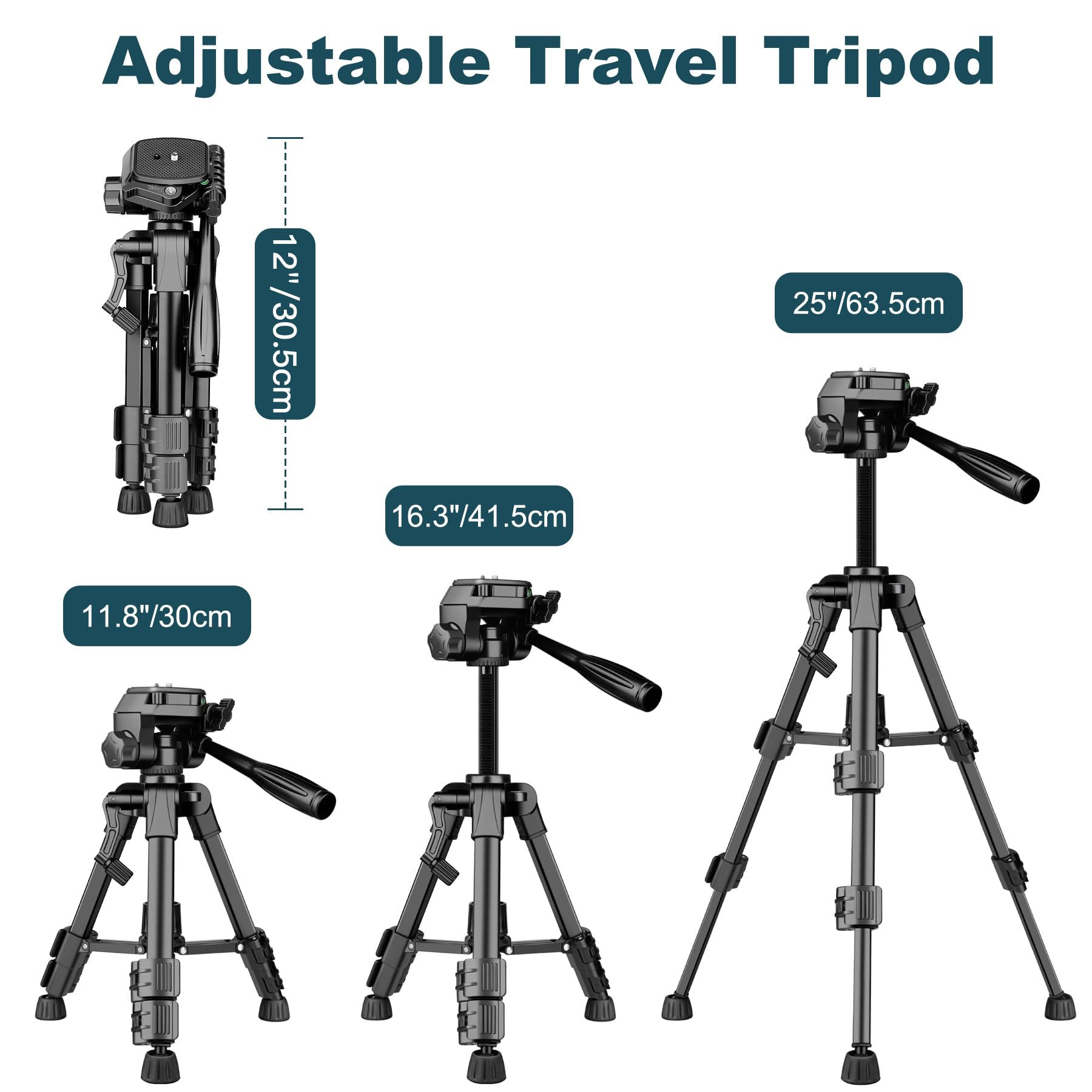 Joilcan Mini Tripod For Camera, 25 Inch Aluminum Tabletop Camera Tripod, Portable Travel Tripod With Remote And Tablet/Phone Hol