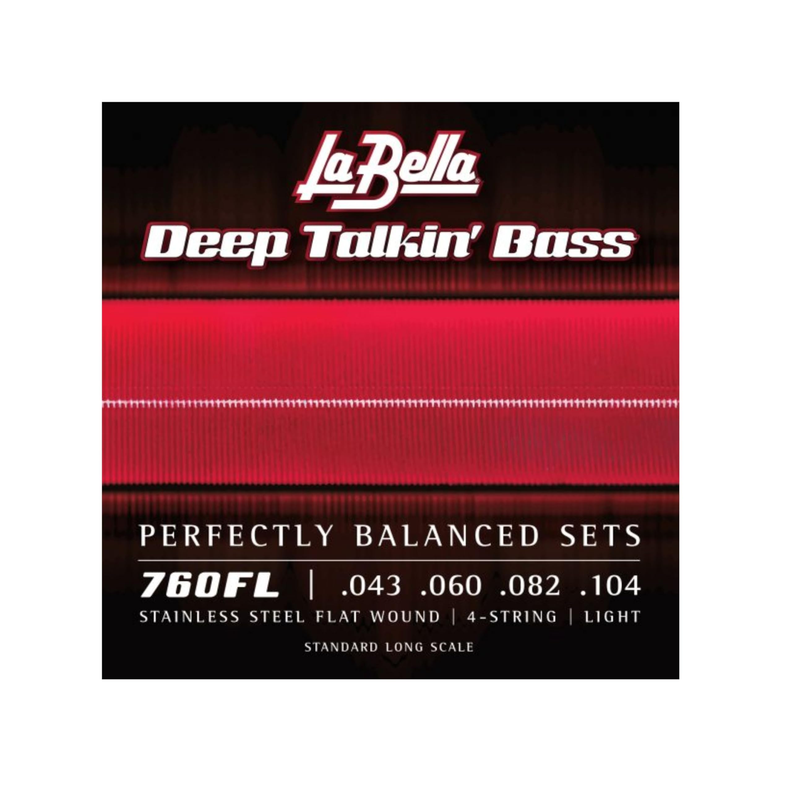 La Bella 760FL Deep Talkin Stainless Steel Flat Wound, 4-String, Light, Bass Guitar String 43-104