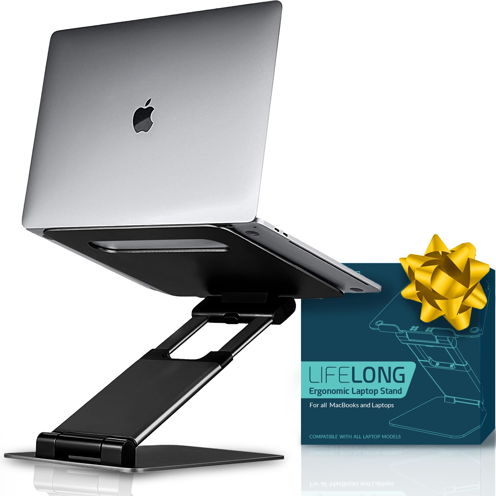 Ergonomic Laptop Stand For Desk, Adjustable Height Up To 20'', Laptop Riser Computer Stand For Laptop, Portable Laptop Stands, F