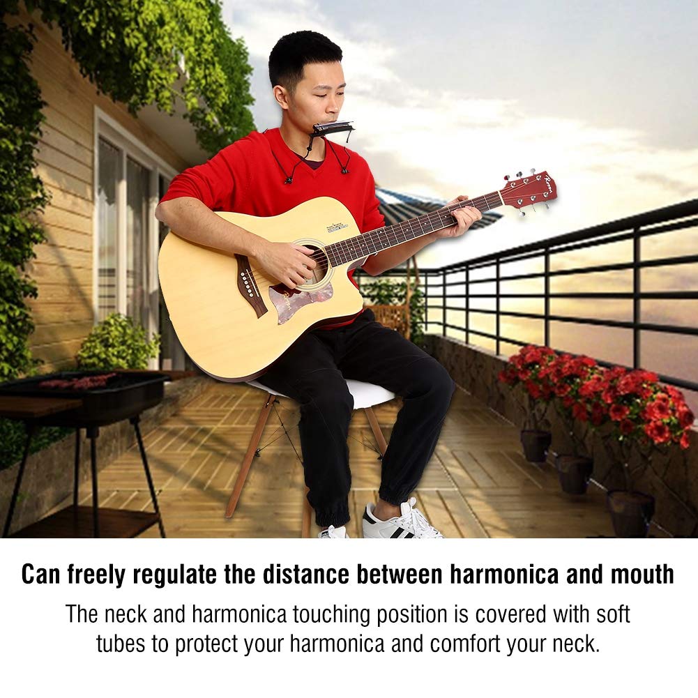 Harmonica Neck Holder,Harmonicas For Adults Harmonica Set, Adjustable Metal 10 Holes Harmonica Neck Holder Rack Support Accessor