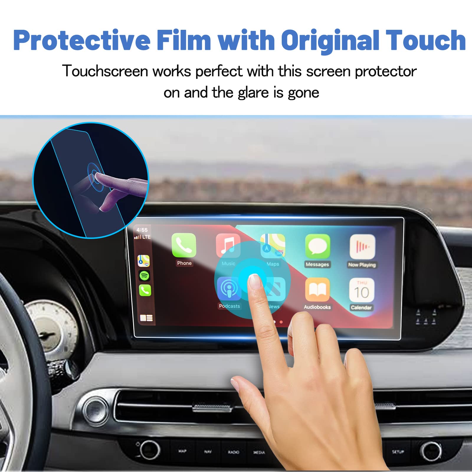 Shaohao For 2024 2025 Hyundai Pasalide Screen Protector 12.3 In, For 2023 2024 2025 Hyundai Palisade Accessories (Se/Sel/Xrt/Limited/Calligraphy) 12.3 In Clear Plastic Palisade Screen Protector 2 Pcs