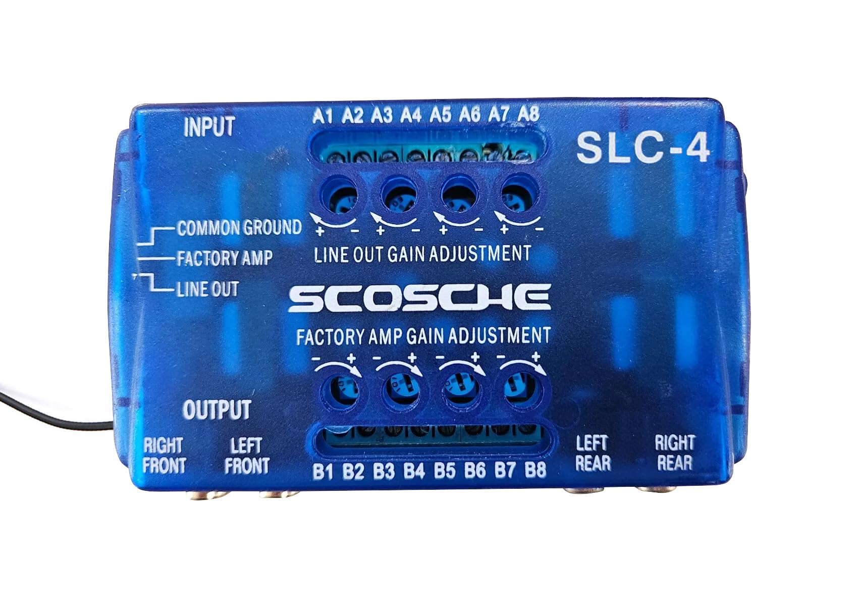 Scosche SLC4 Line Output Converter/OEM Premium Amplifier Adapter   4CH LOC High/Low RCA Converter Car Audio   Add New Amp or Retain Factory Amp   Line Level Converter for Car Stereo   Quality Sound