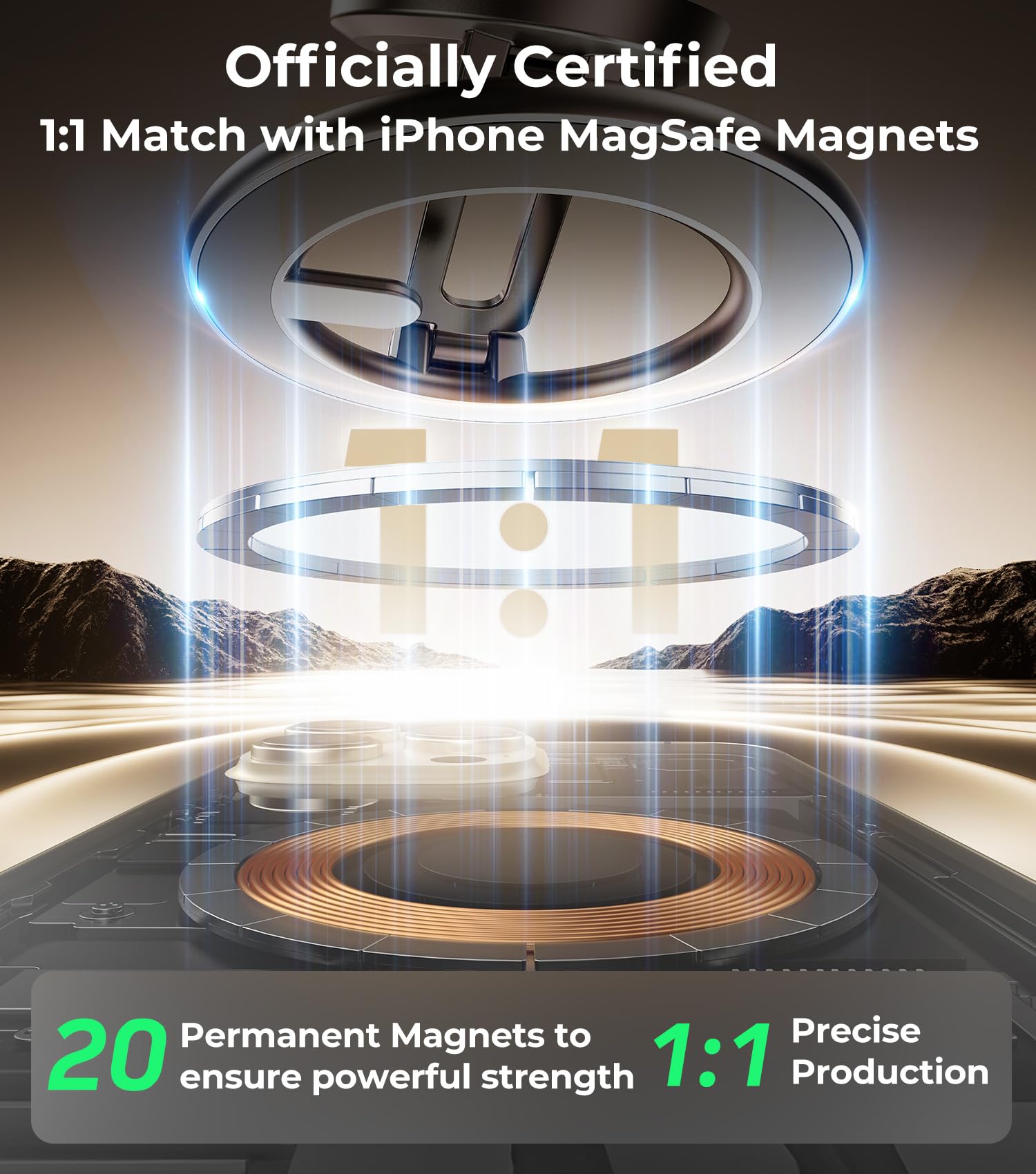 Aredan ?World Minimal Space Design? Folding Car Phone Holder Mount For Magsafe, Dashboard Windshield Magnetic Mount, Best Car Ac