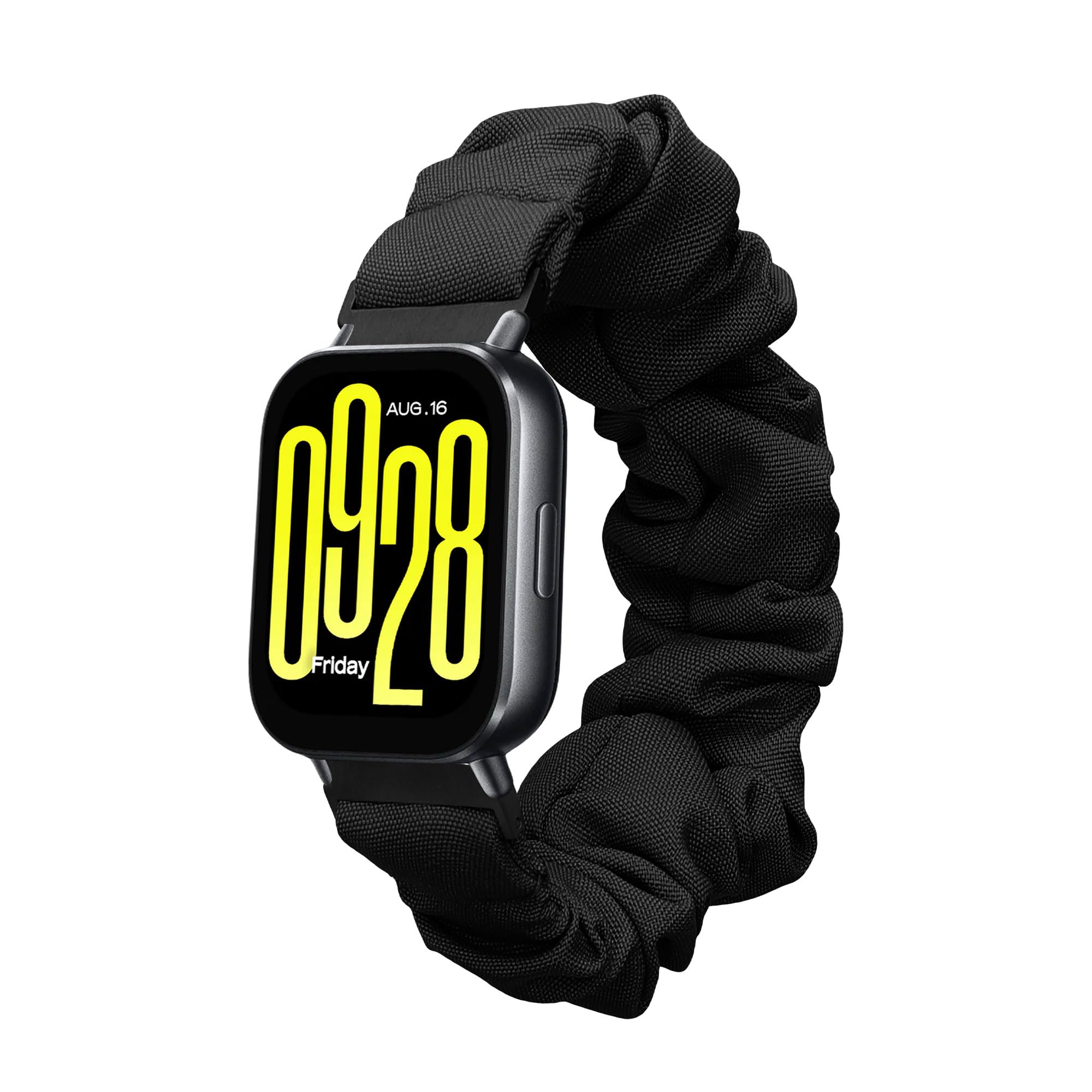 kwmobile Watch Strap Compatible with Xiaomi Redmi Watch 5 Active/Watch 5 Lite - Black Scrunchie Watch Band - 5.5-7.5 inches (14-